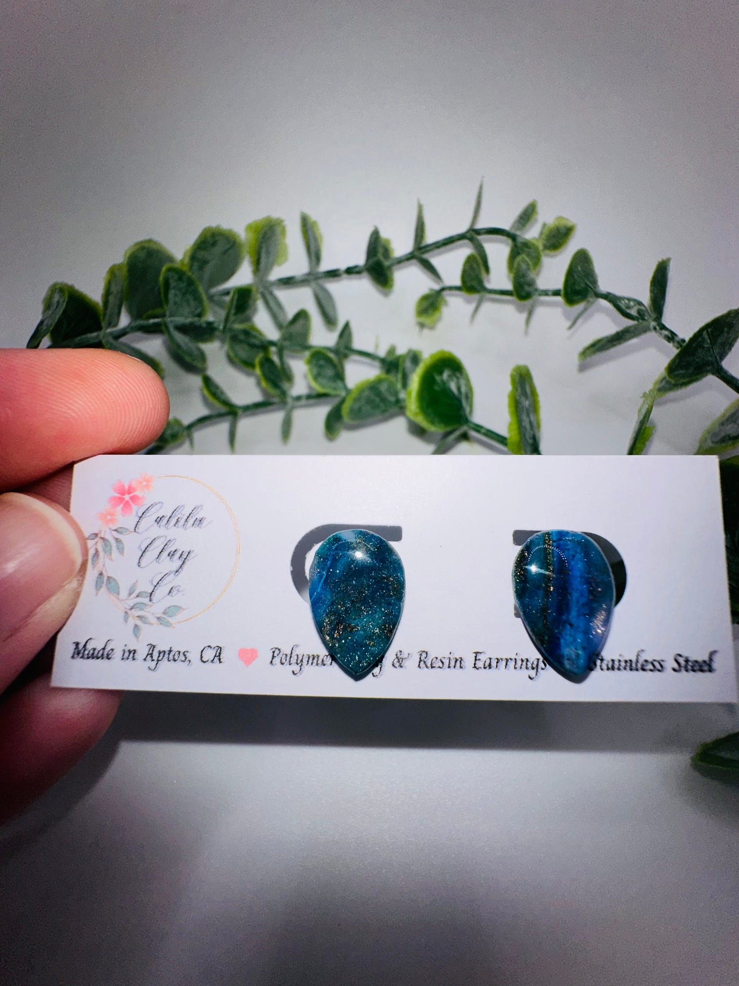 Sparkly Purple, Teal, Gold Drop Studs / Post Earrings