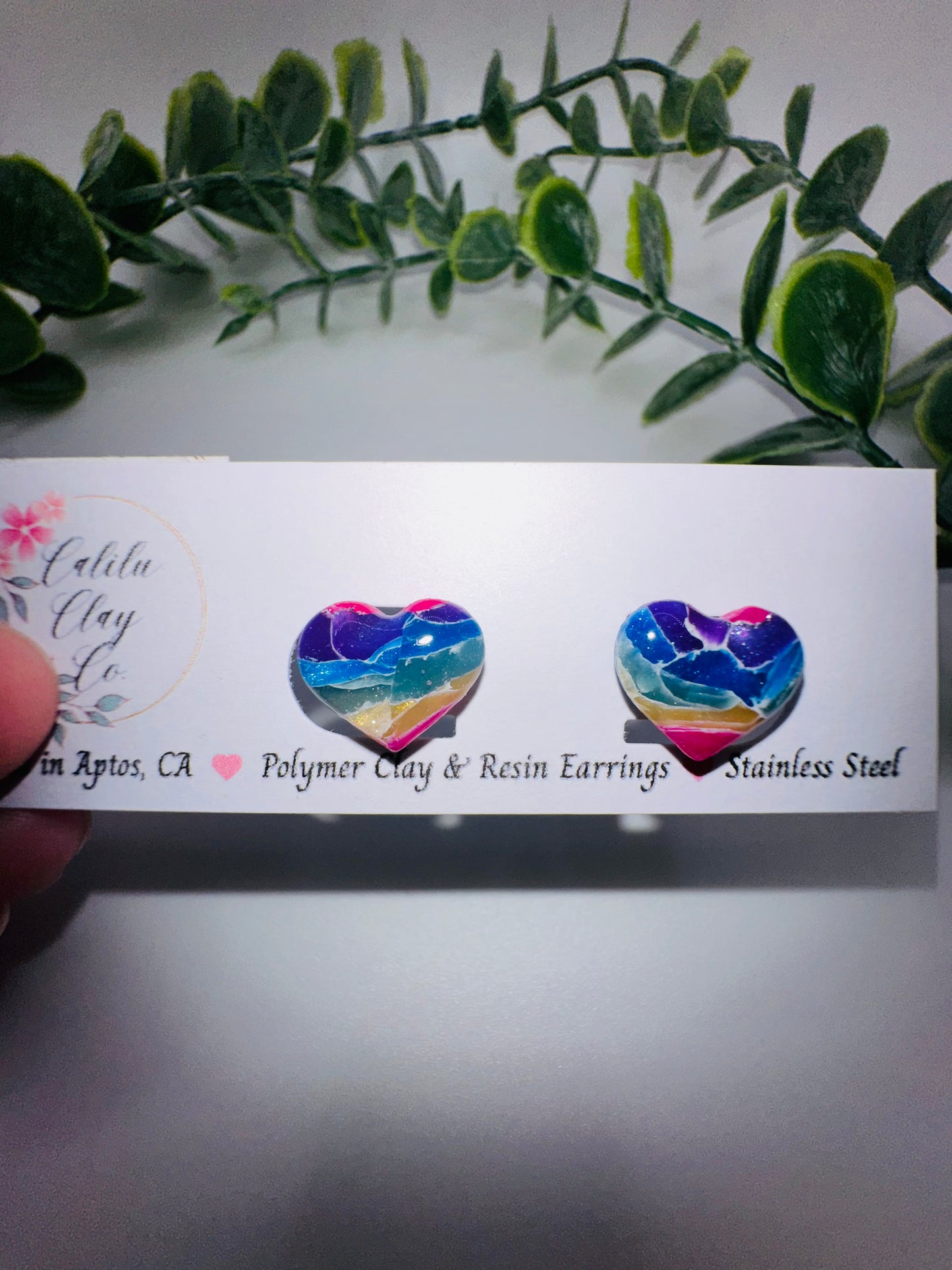 Rainbow Heart Studs / Post Earrings
