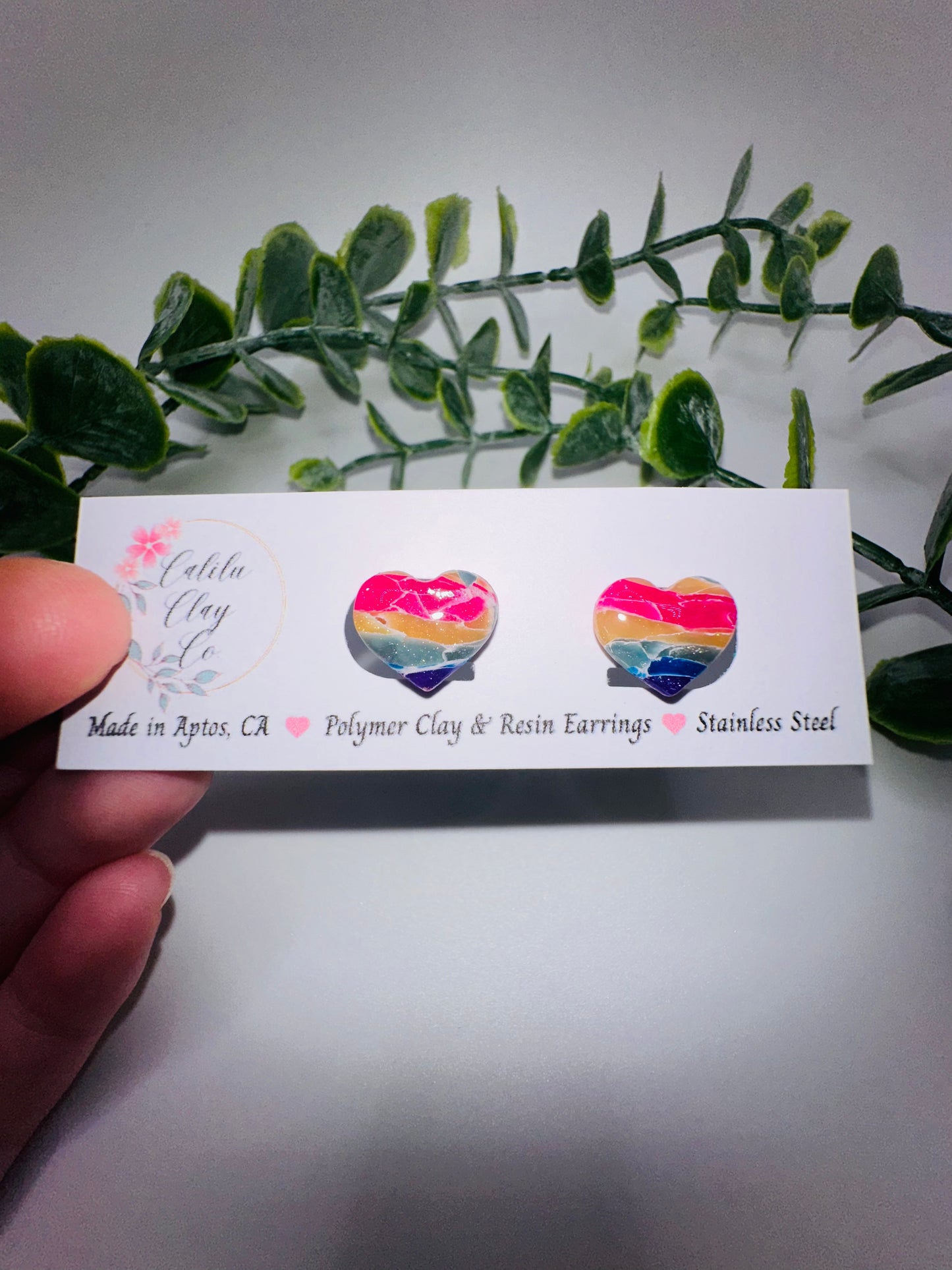 Rainbow Heart Studs / Post Earrings