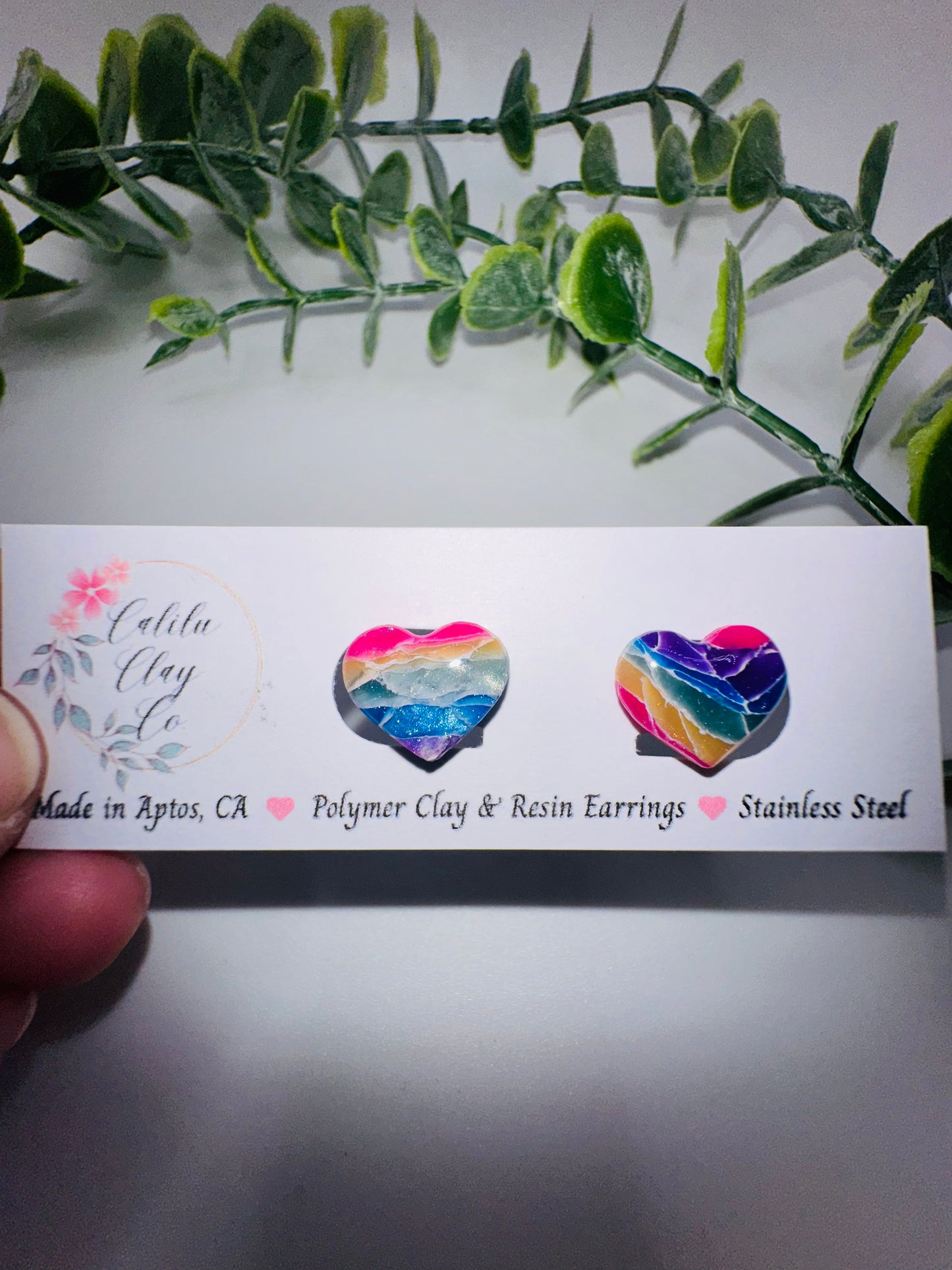 Rainbow Heart Studs / Post Earrings