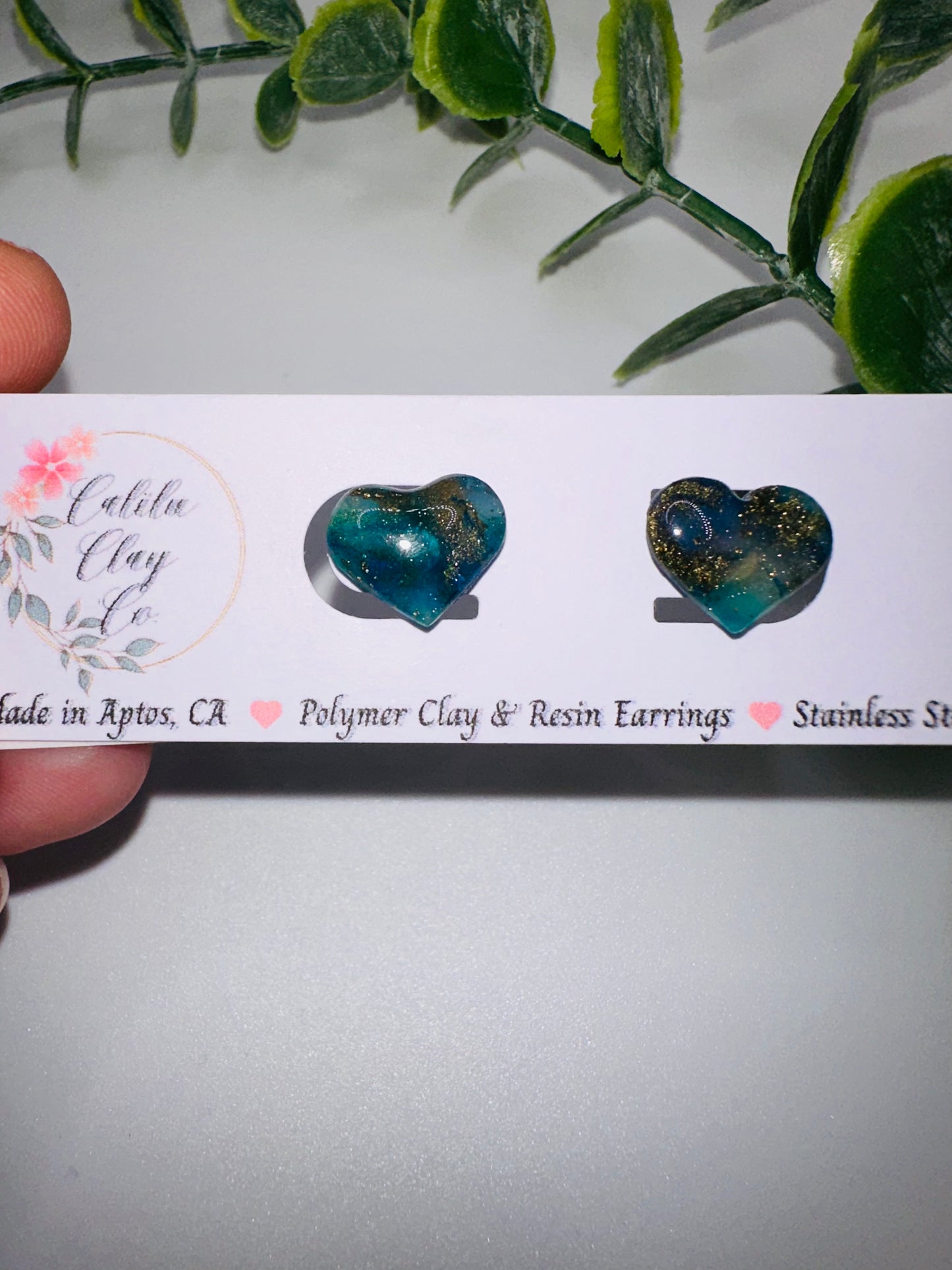 Black Heart Stud / Post Earrings