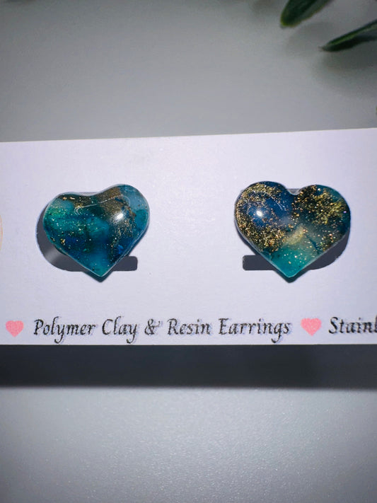 Black Heart Stud / Post Earrings