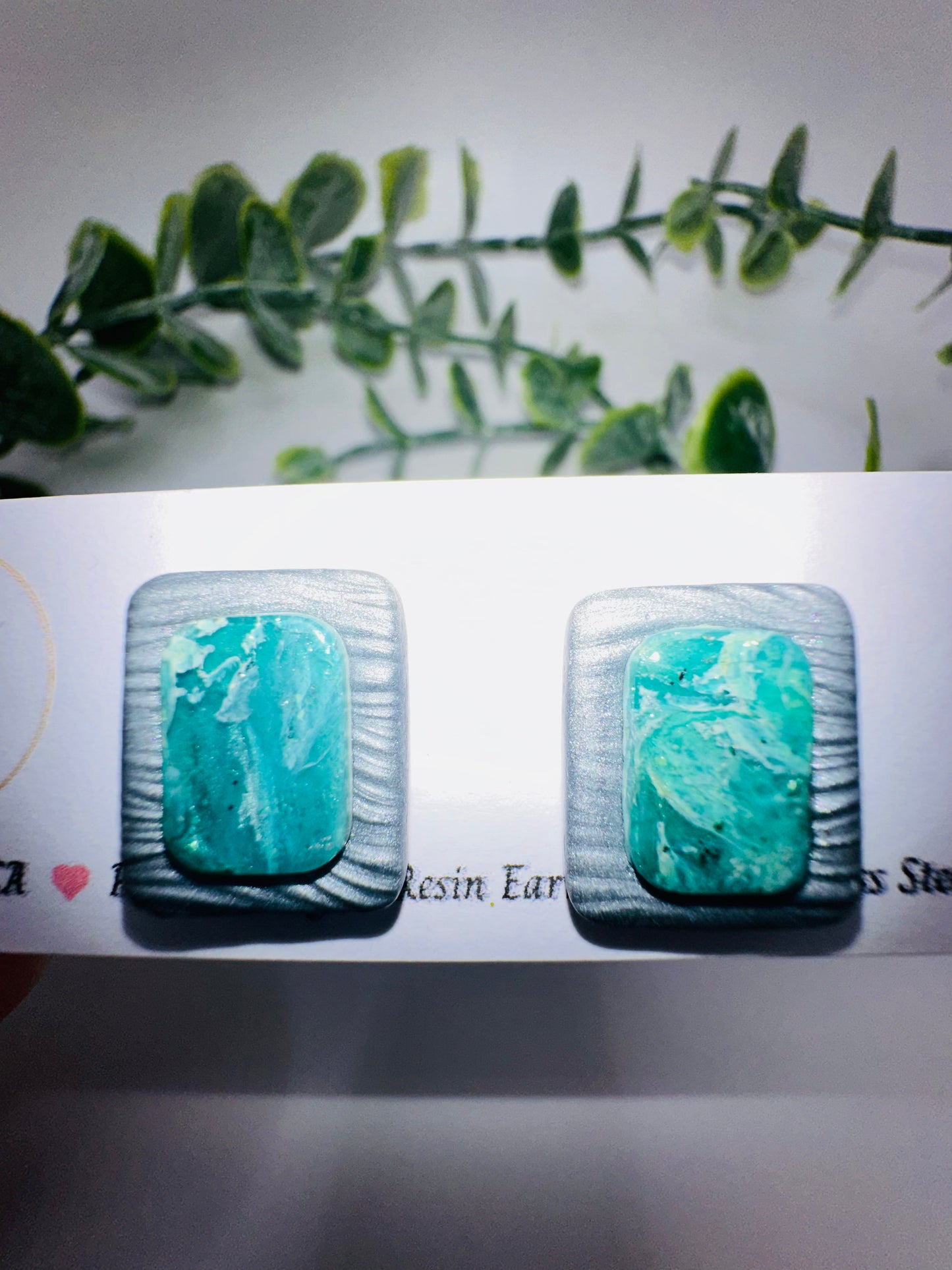 Oval/Rectangle Turquoise Ocean Studs / Post Earrings