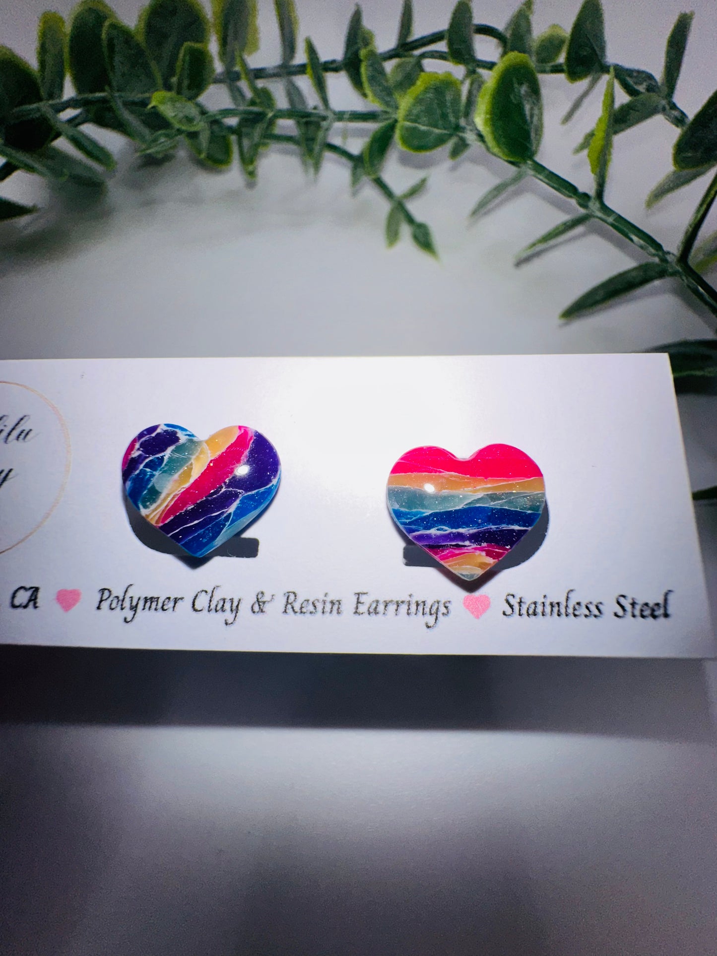 Rainbow Heart Studs / Post Earrings