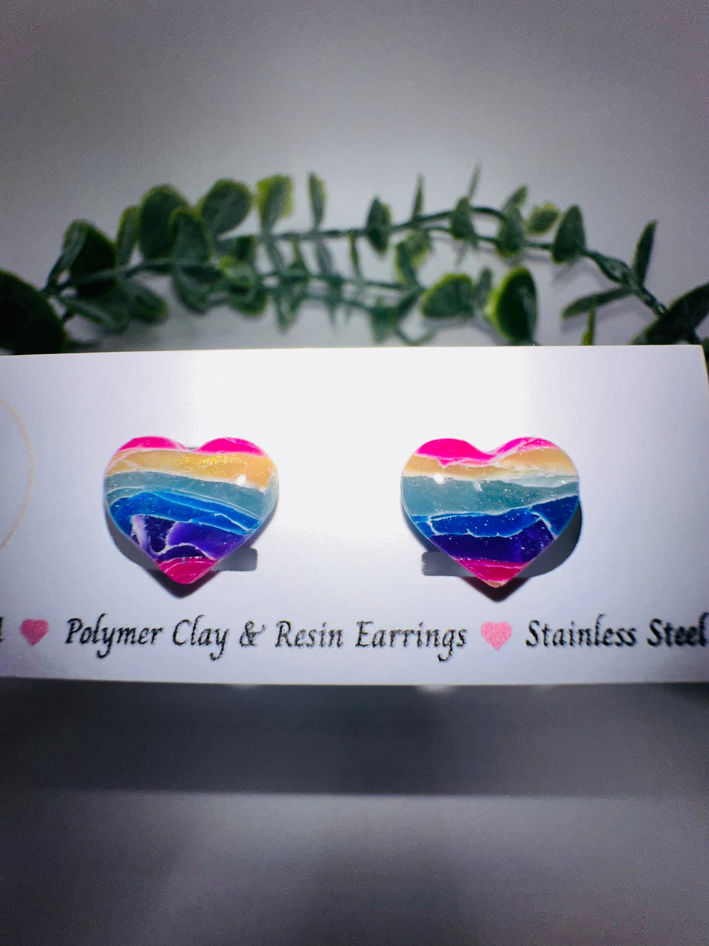 Rainbow Heart Studs / Post Earrings