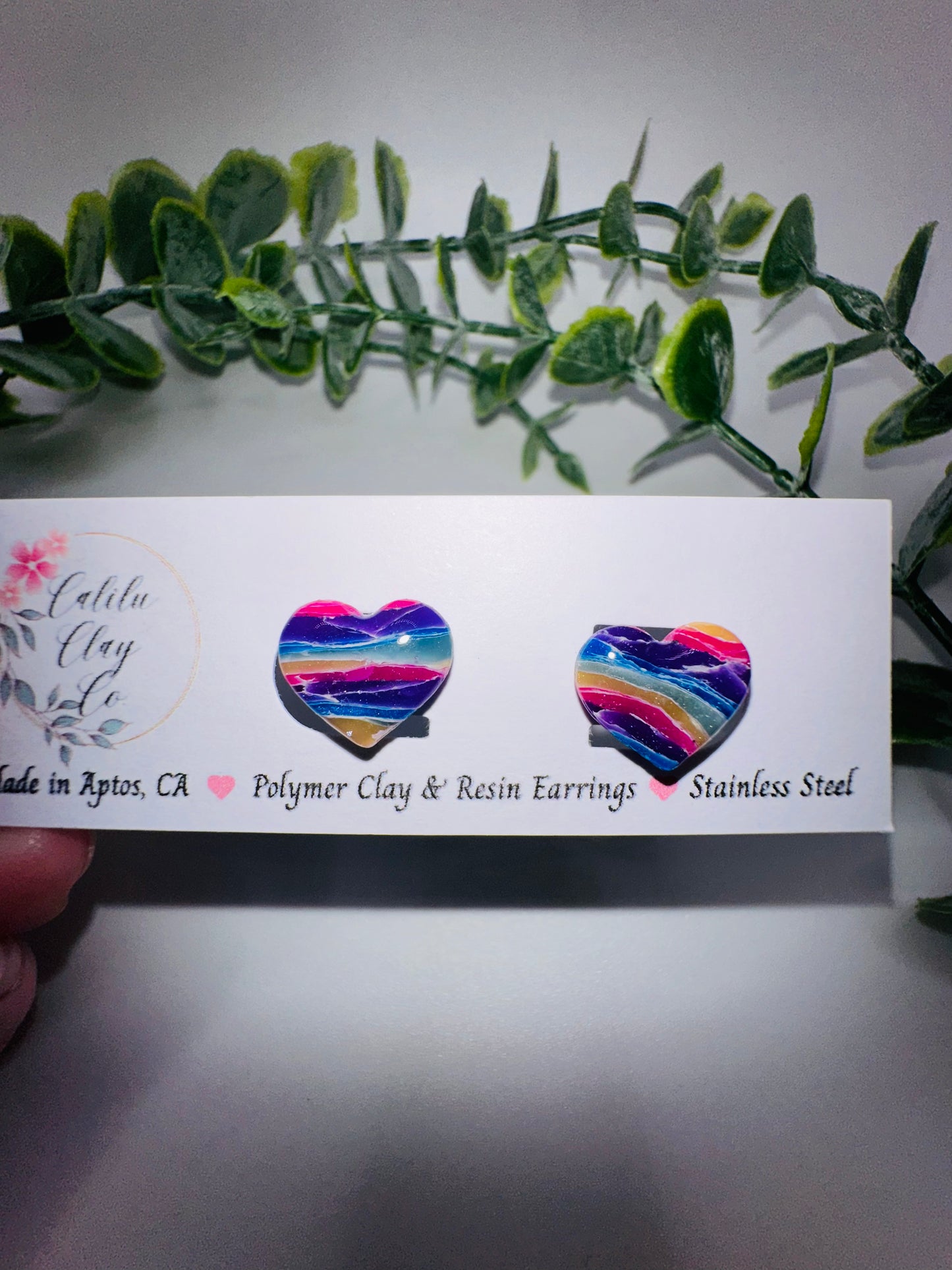 Rainbow Heart Studs / Post Earrings