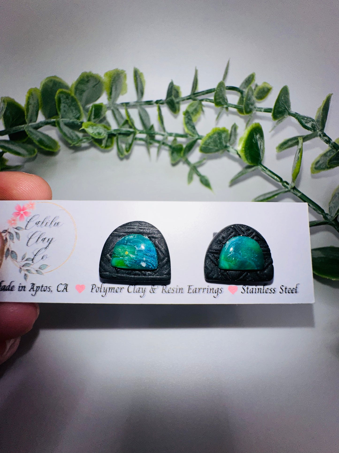 Teal Arch Studs / Post Earrings