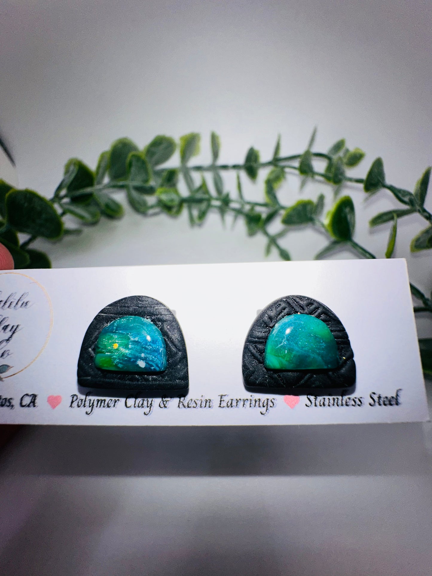 Teal Arch Studs / Post Earrings