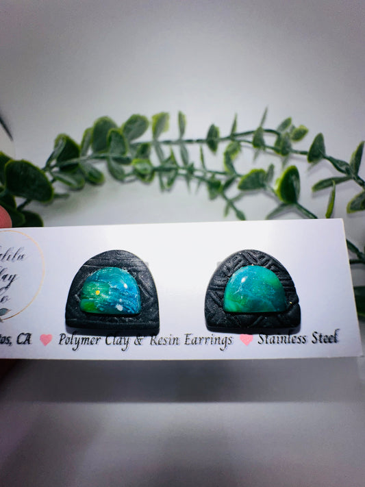 Teal Arch Studs / Post Earrings