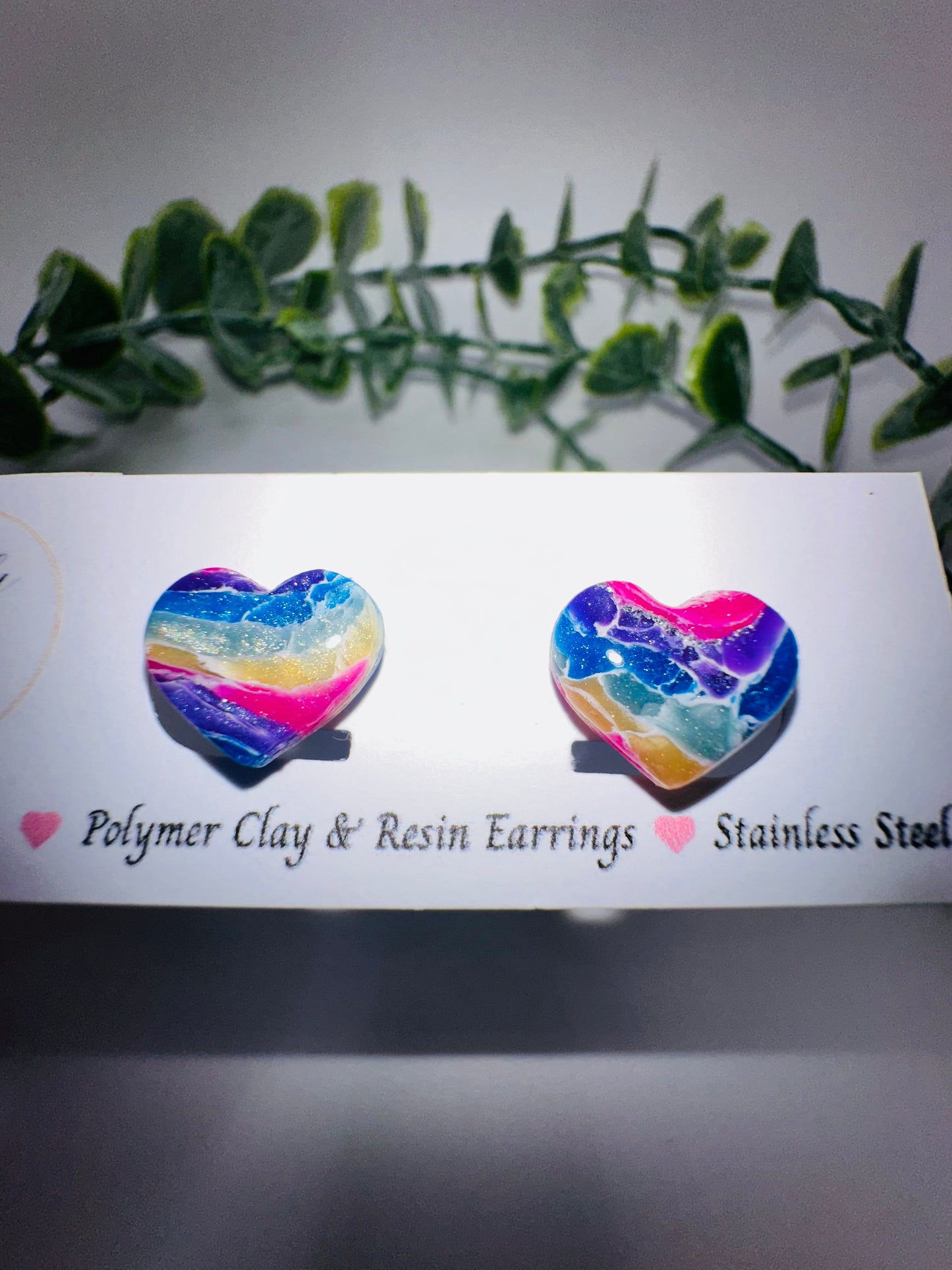 Rainbow Heart Studs / Post Earrings