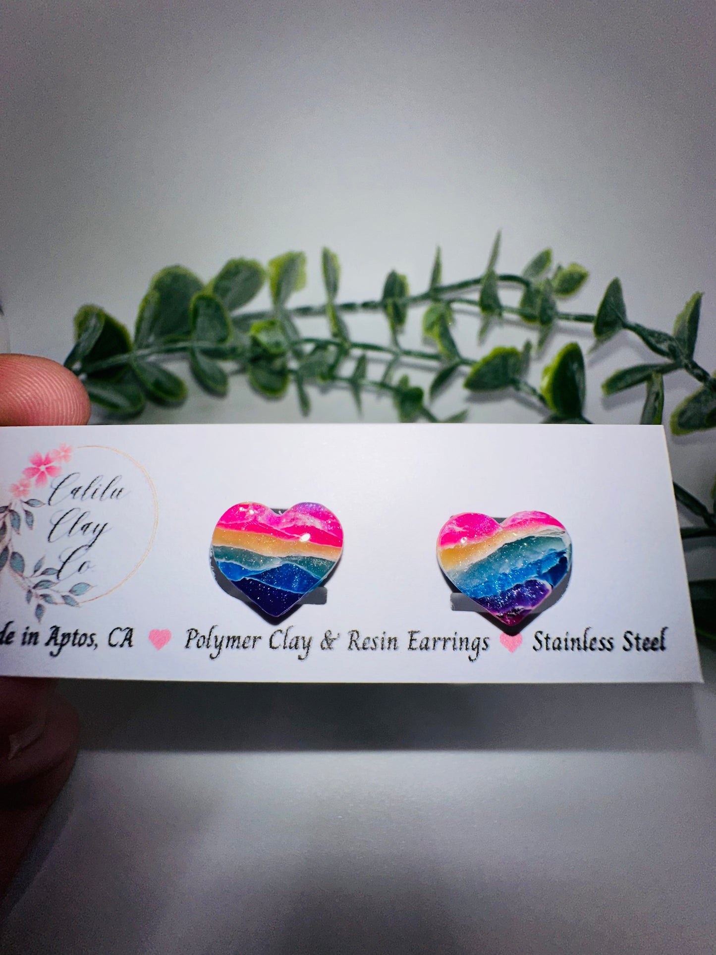 Rainbow Heart Studs / Post Earrings