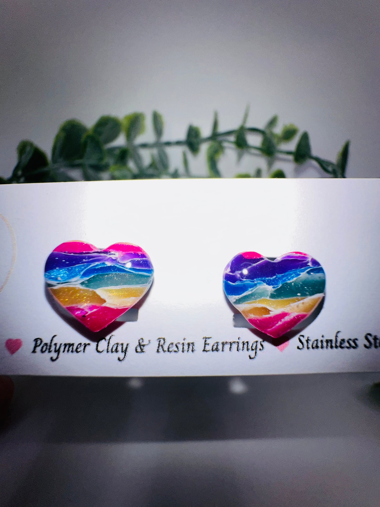 Rainbow Heart Studs / Post Earrings