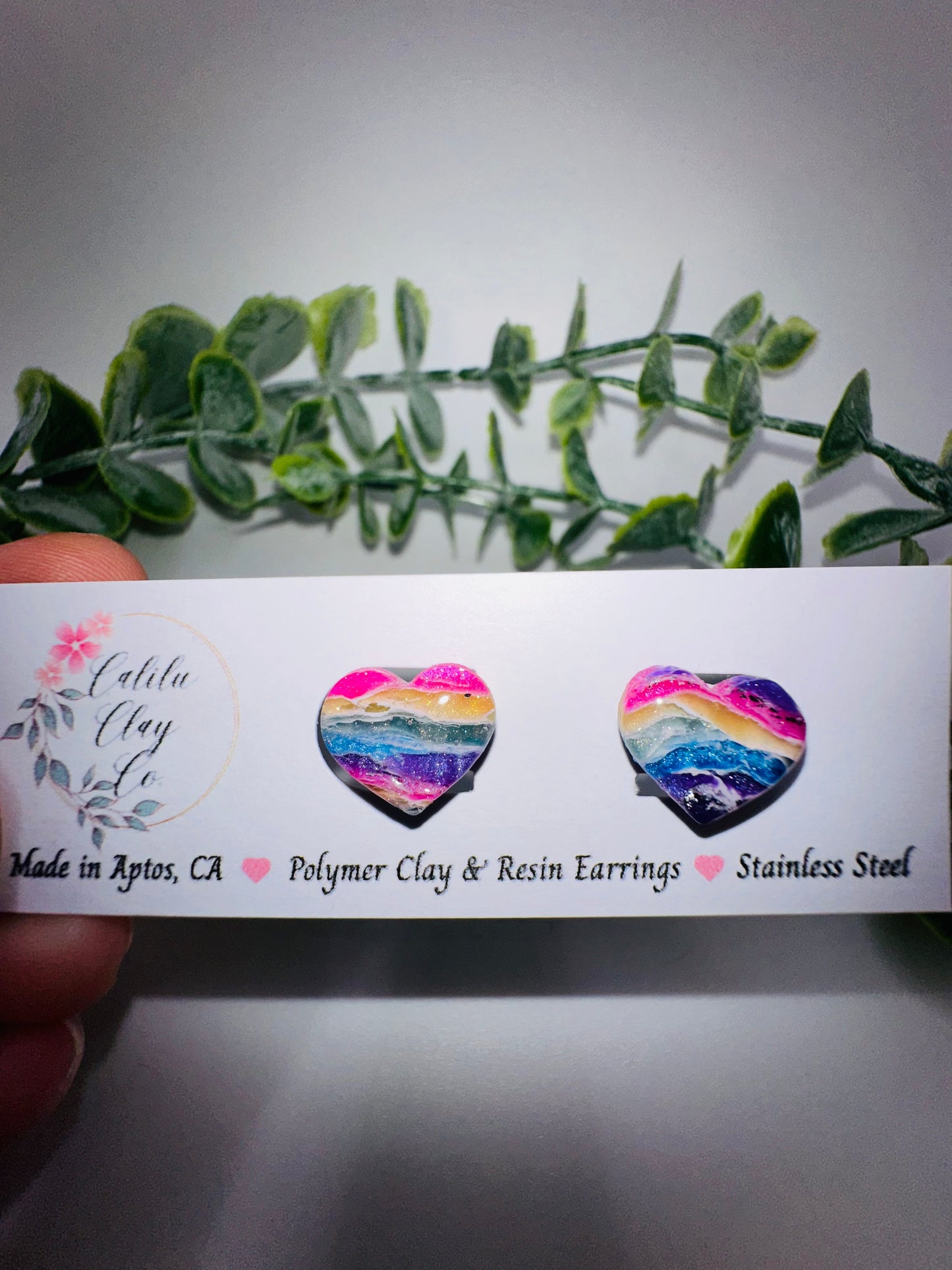 Rainbow Heart Studs / Post Earrings