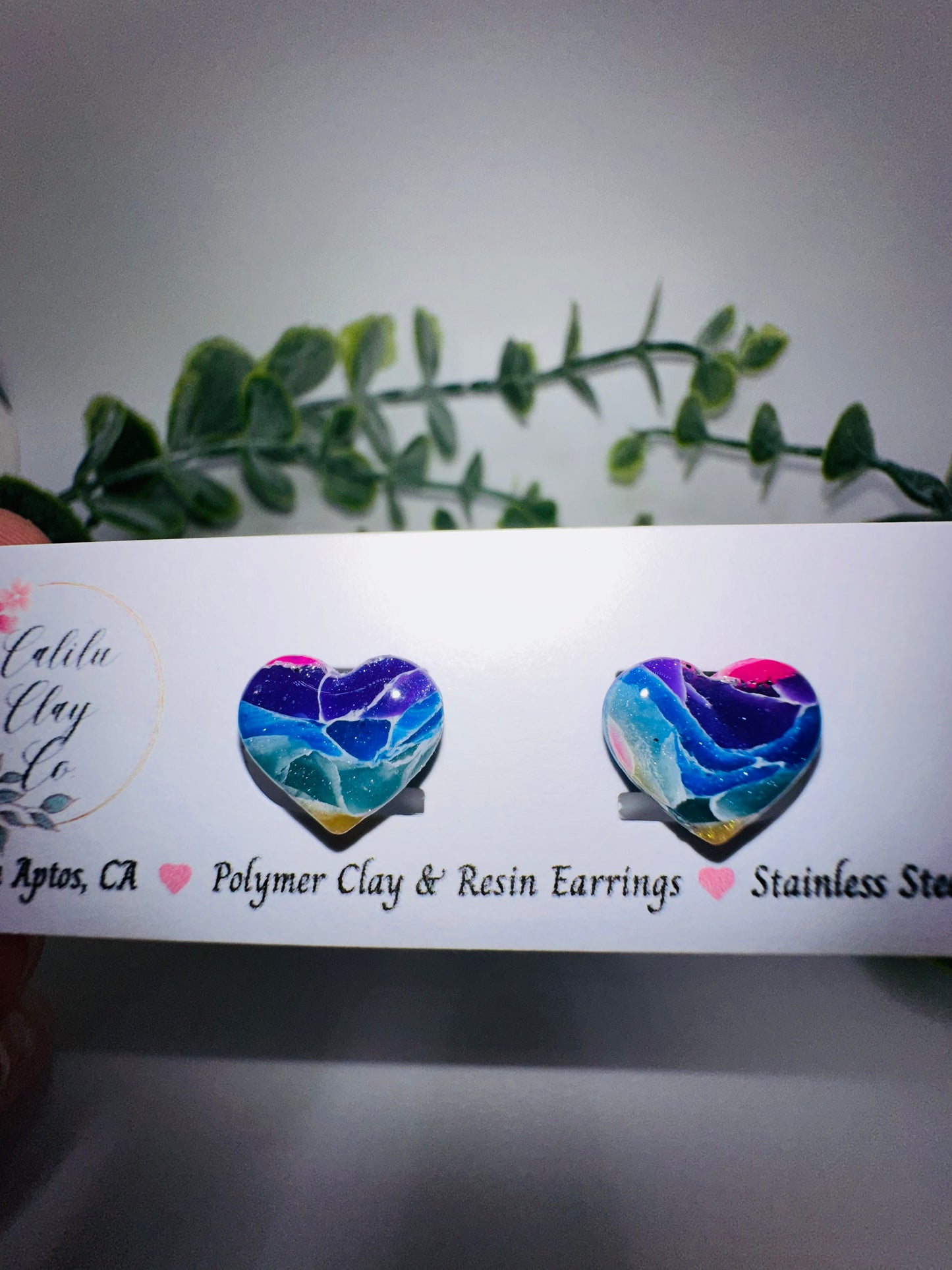 Rainbow Heart Studs / Post Earrings