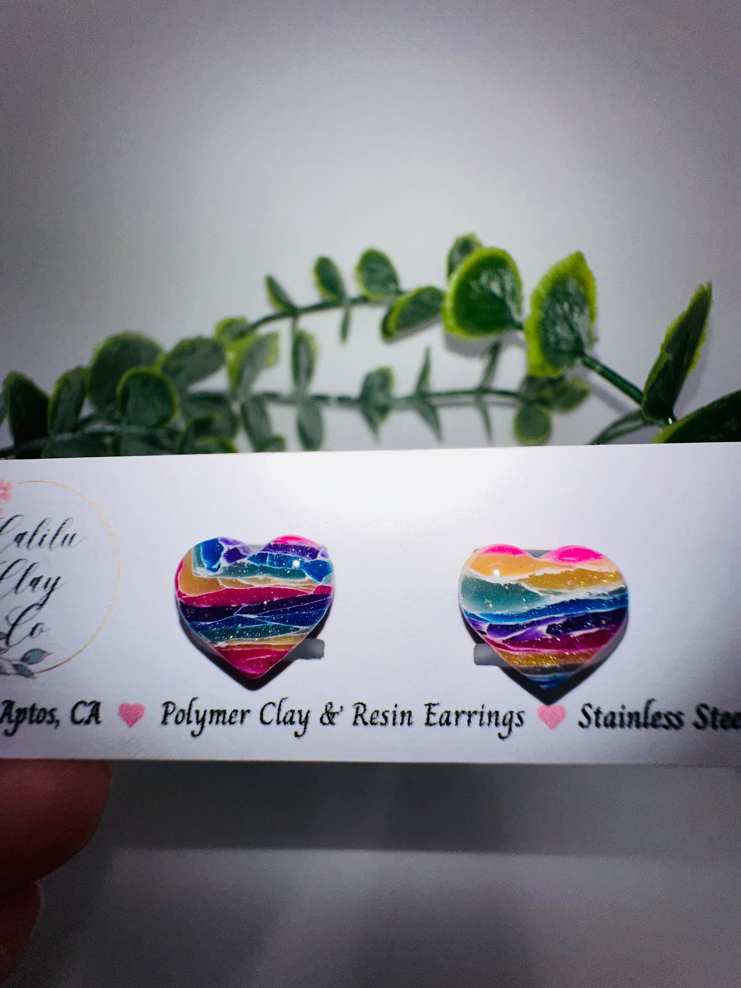 Rainbow Heart Studs / Post Earrings