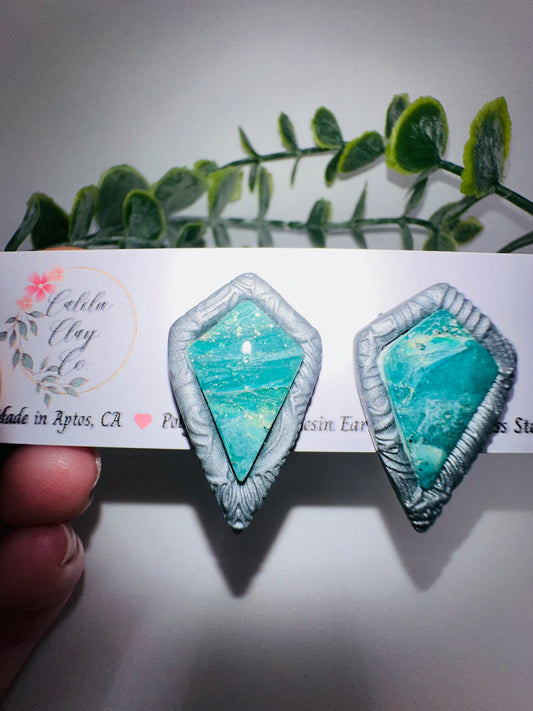 Turquoise Shield Studs / Post Earrings