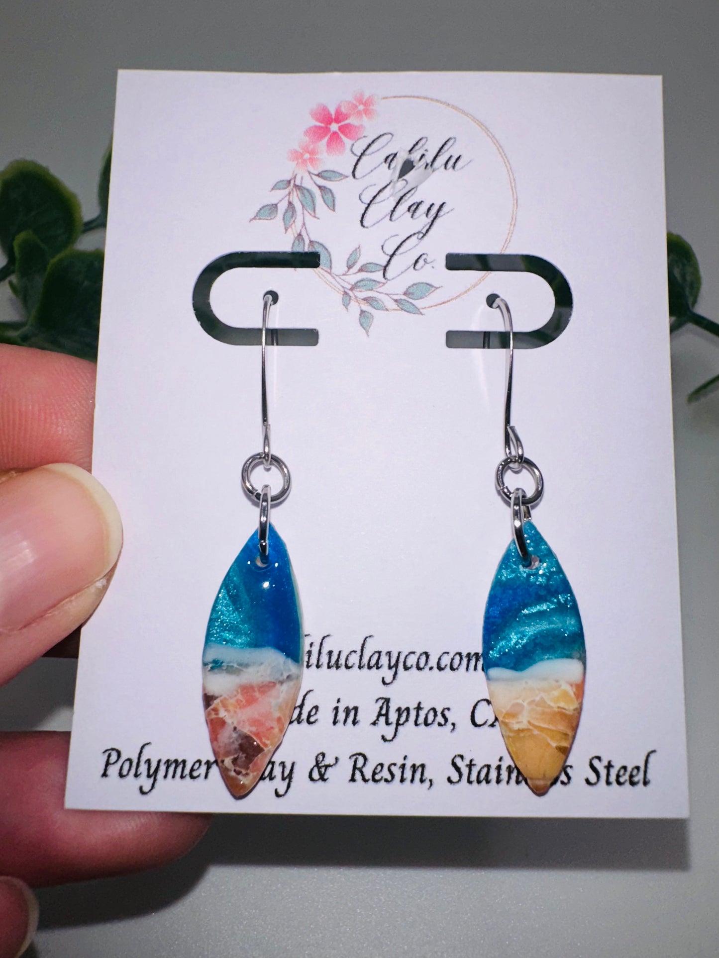 Brilliant Coral Ocean Drop Dangle Earrings