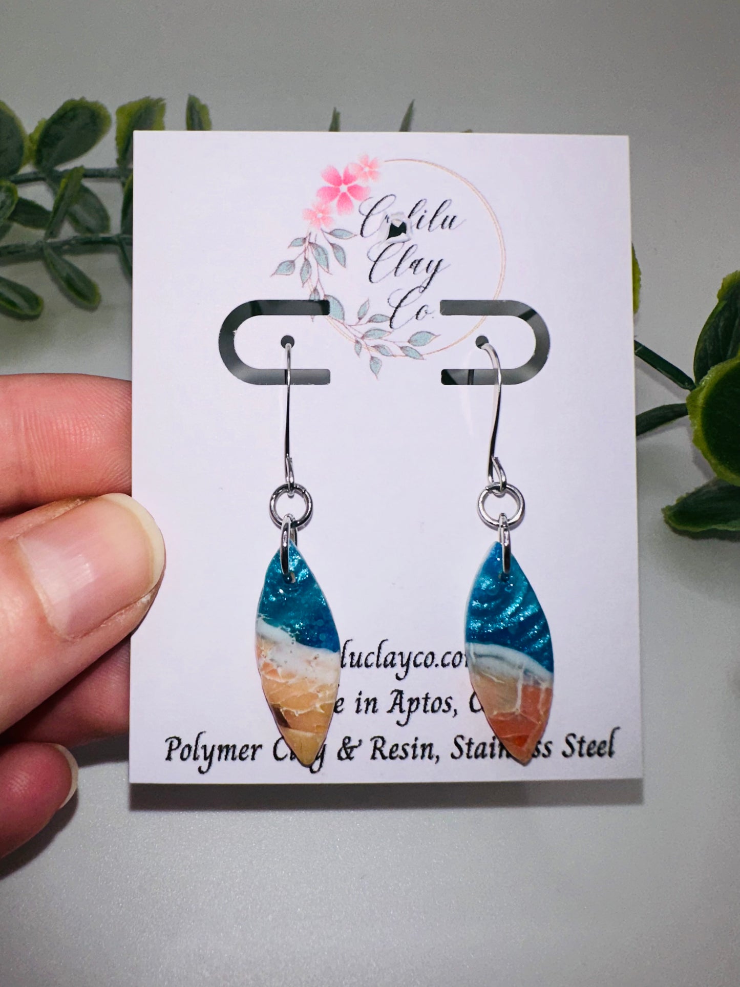 Brilliant Coral Ocean Drop Dangle Earrings