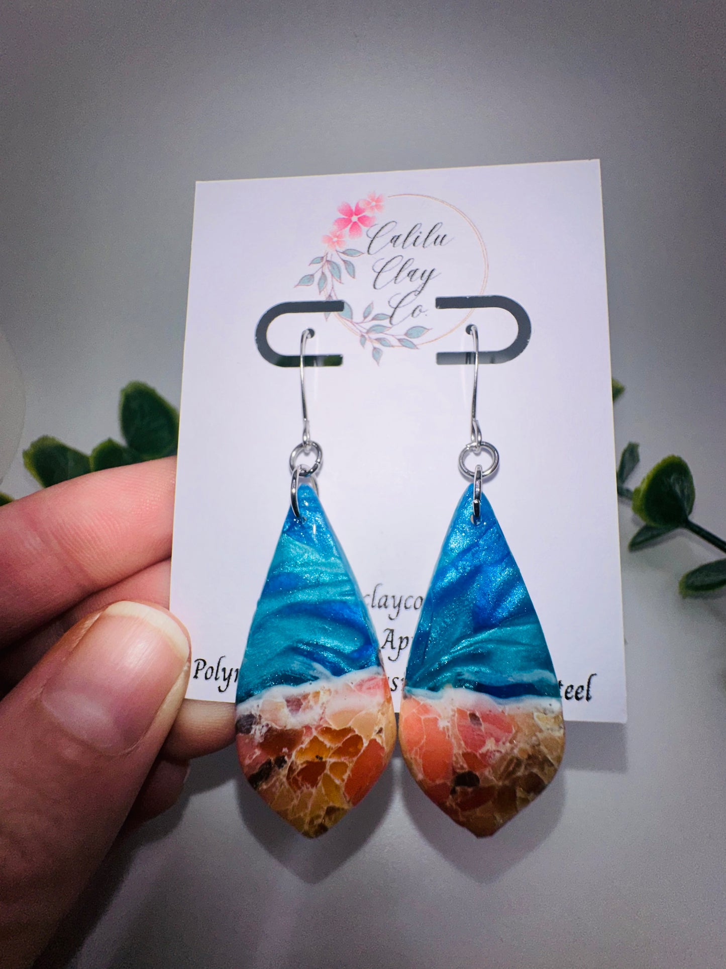 Brilliant Coral Ocean Long Drop Dangle Earrings