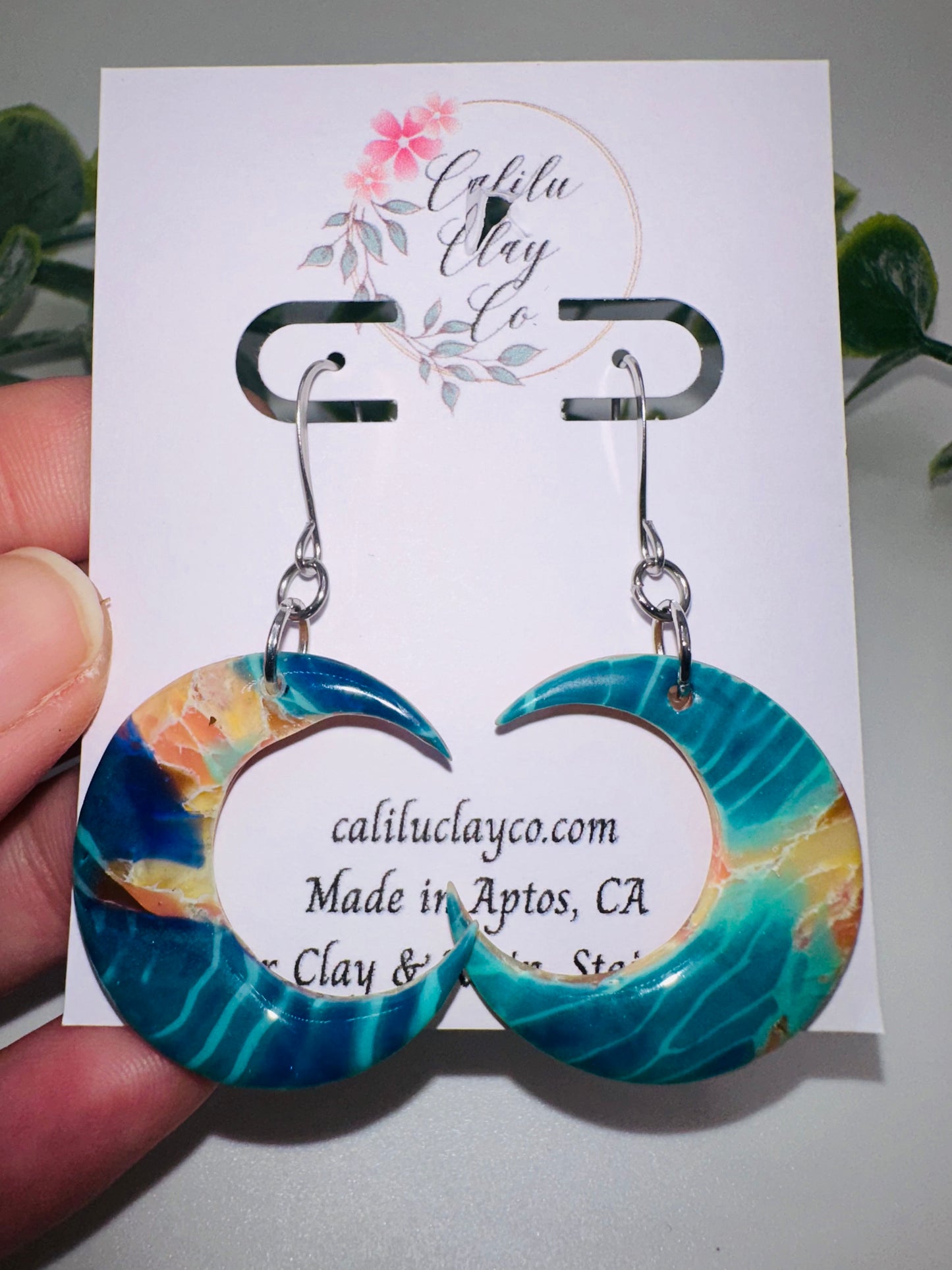 Celestial Pink Sand And Teal Ocean Waters Dangle Earrings