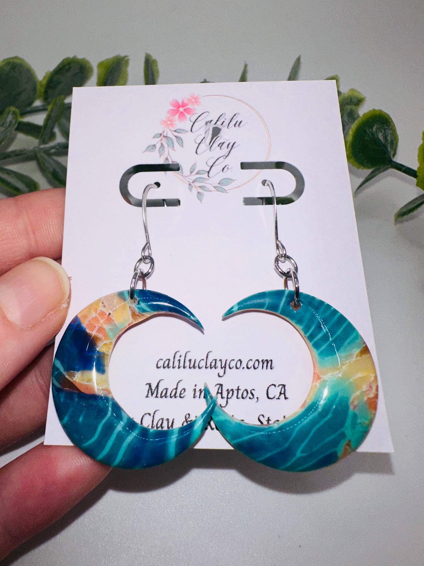 Celestial Pink Sand And Teal Ocean Waters Dangle Earrings