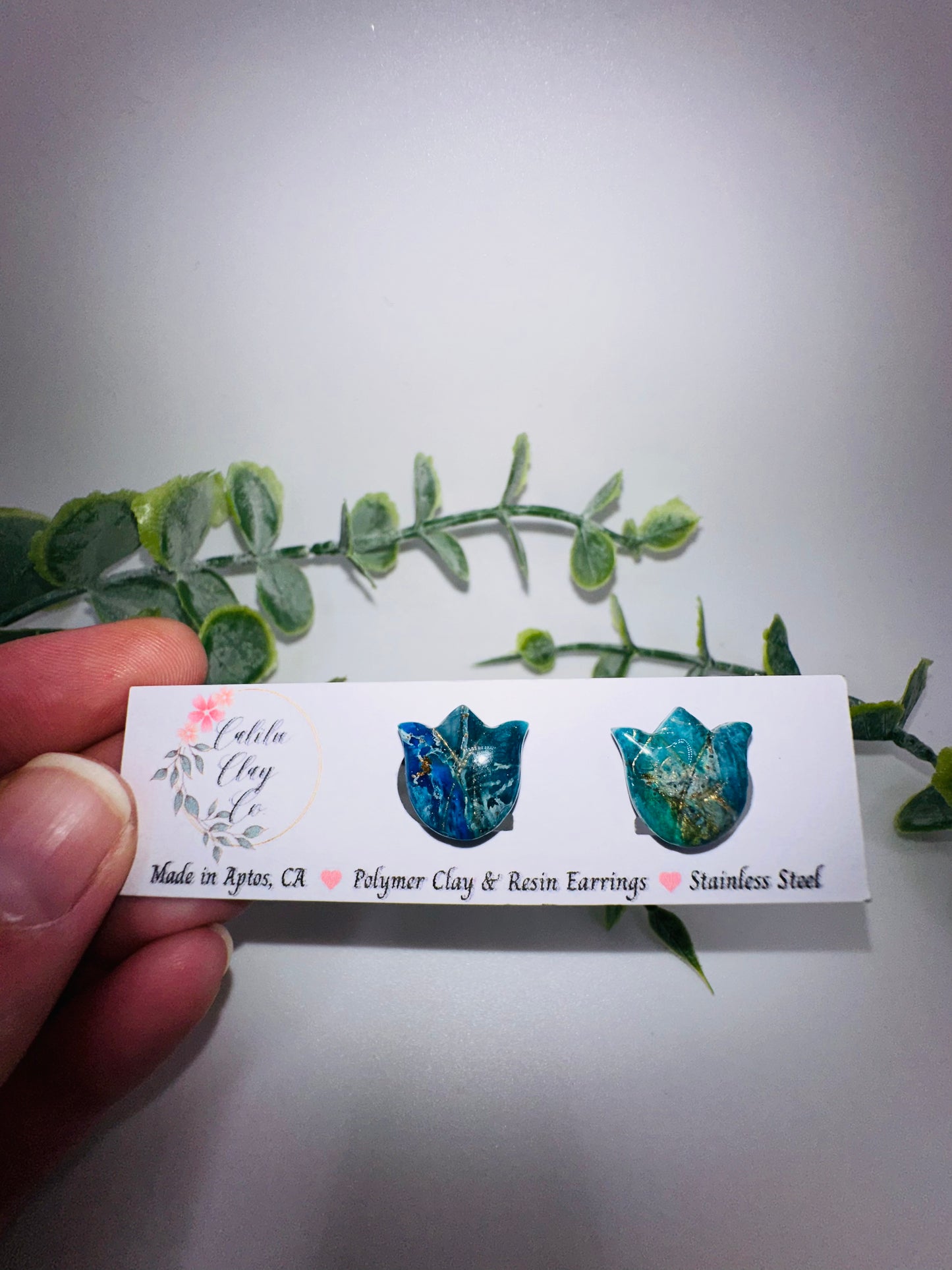 Ocean Inspired Tulip Studs / Post Earrings