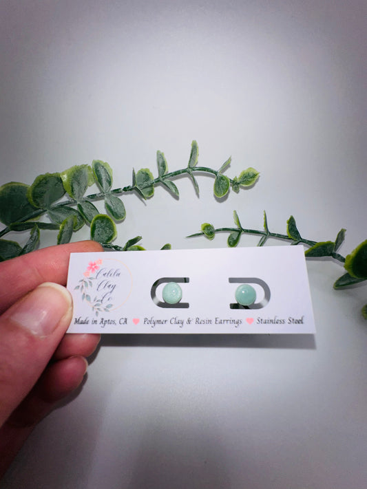 Tiny Round Jade Studs / Post Earrings
