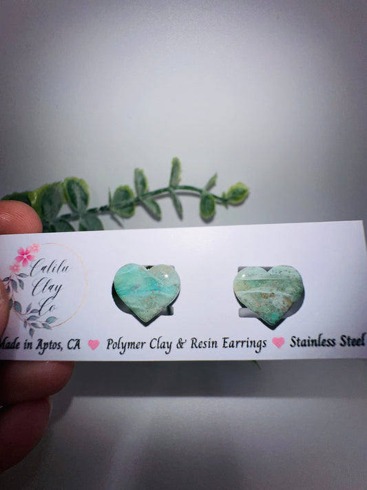 Jade Ocean Heart Studs
