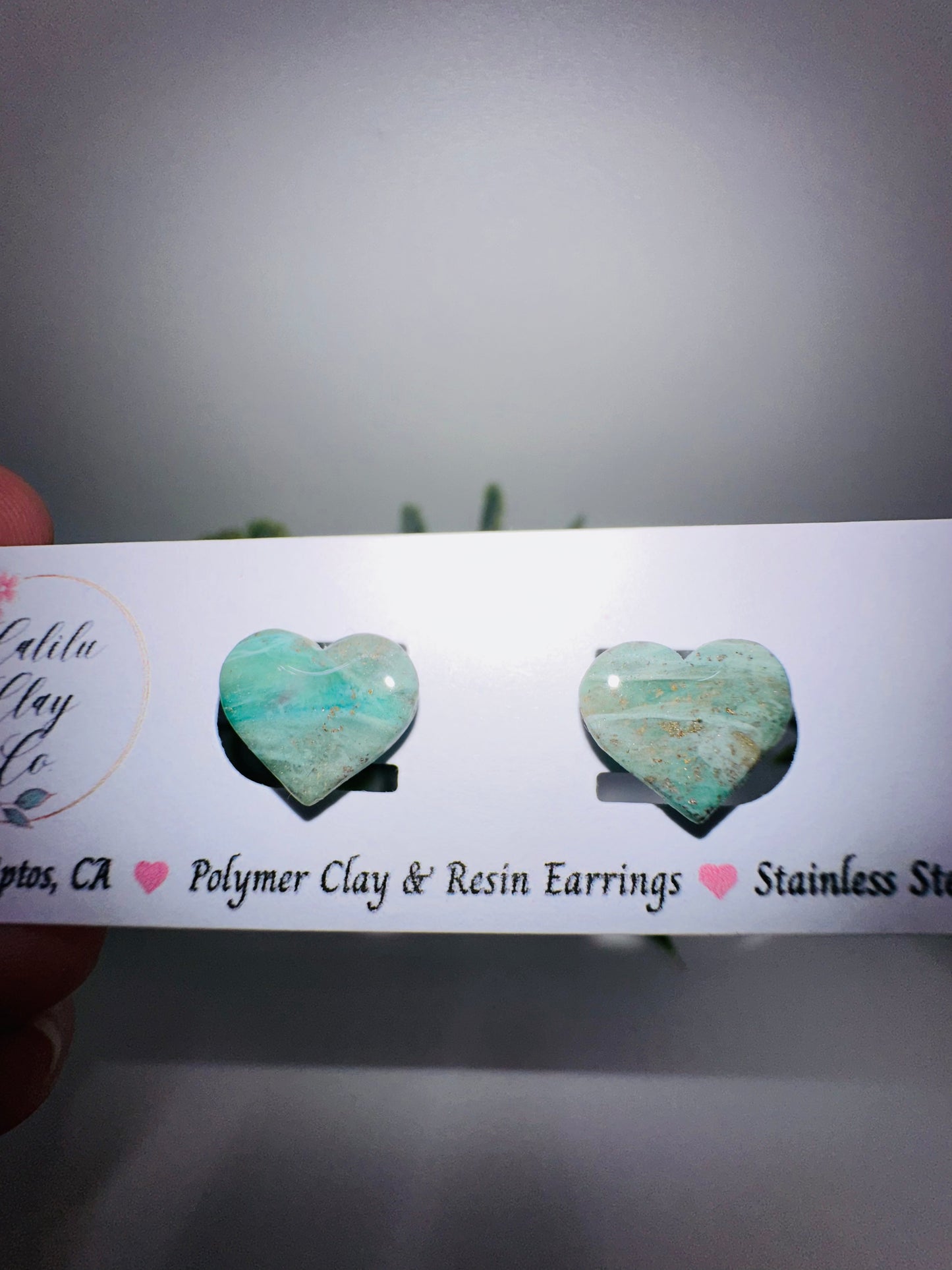 Jade Ocean Heart Studs