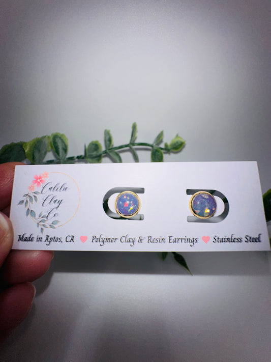 Lavender Opal Round Studs / Post Earrings