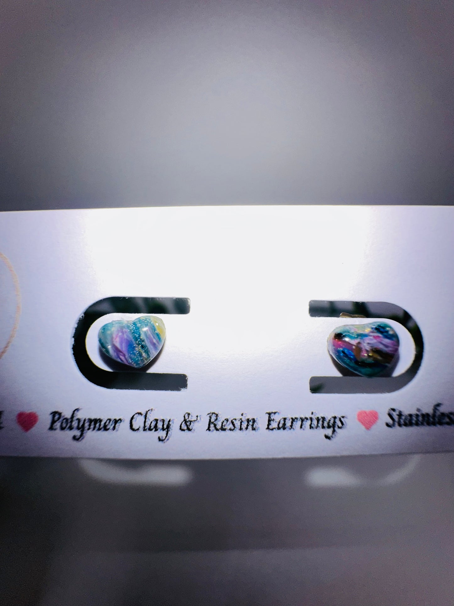 Tiny Purple and Teal Heart Studs / Post Earrings