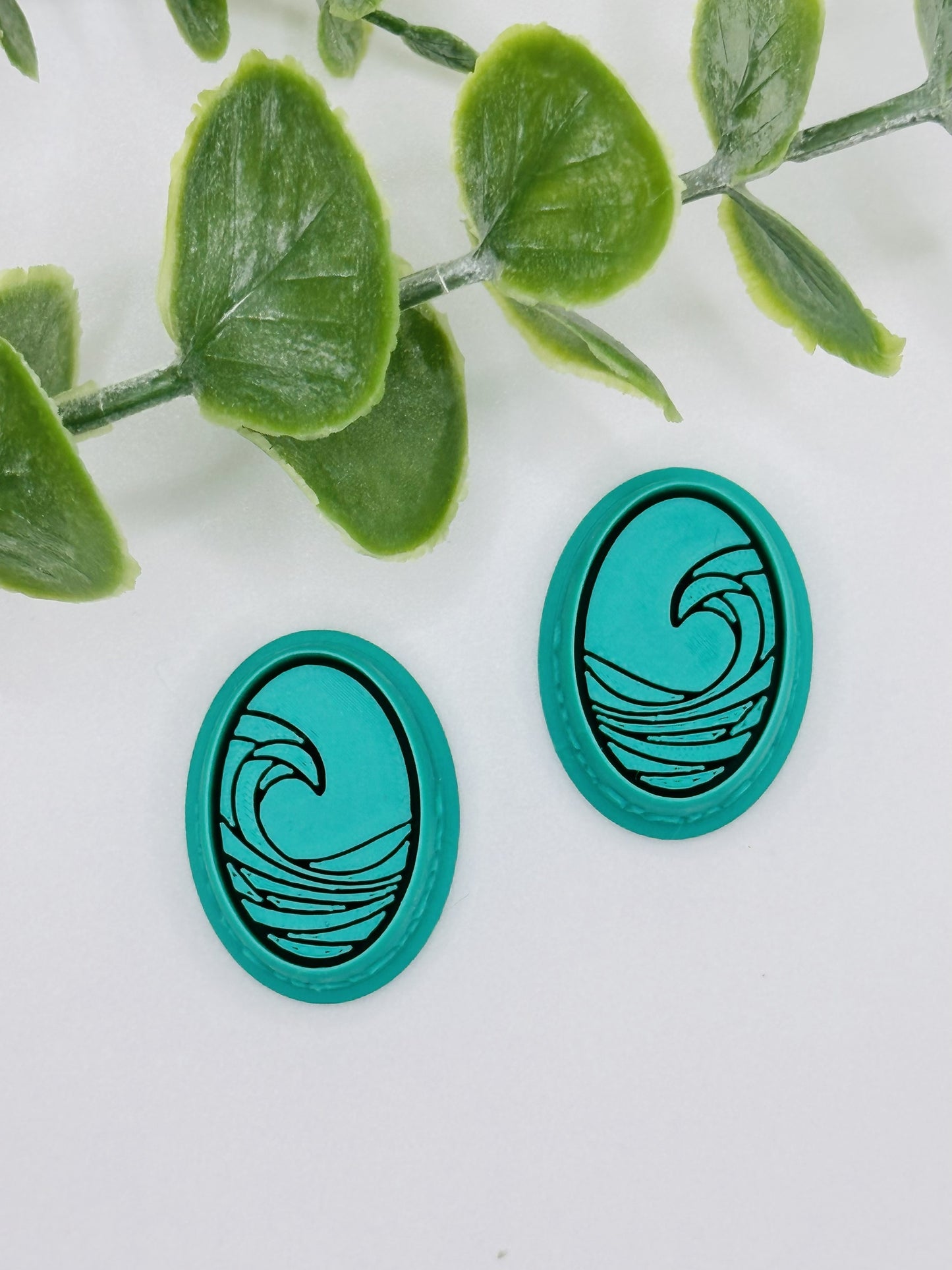 Peaceful Oval Wave Embossed & Debossed Cookie Cutter / Polymer Clay Cutter