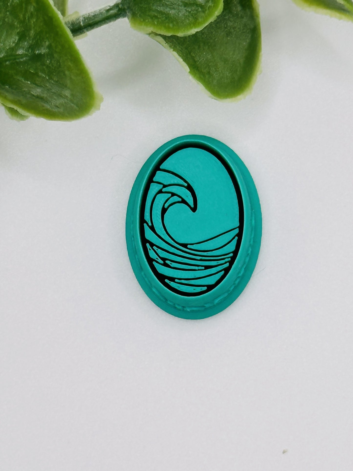 Peaceful Oval Wave Embossed & Debossed Cookie Cutter / Polymer Clay Cutter