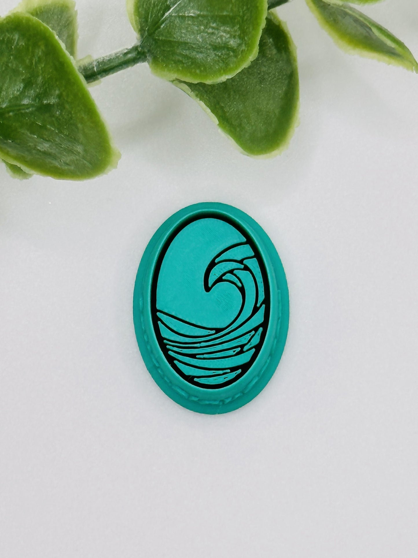 Peaceful Oval Wave Embossed & Debossed Cookie Cutter / Polymer Clay Cutter