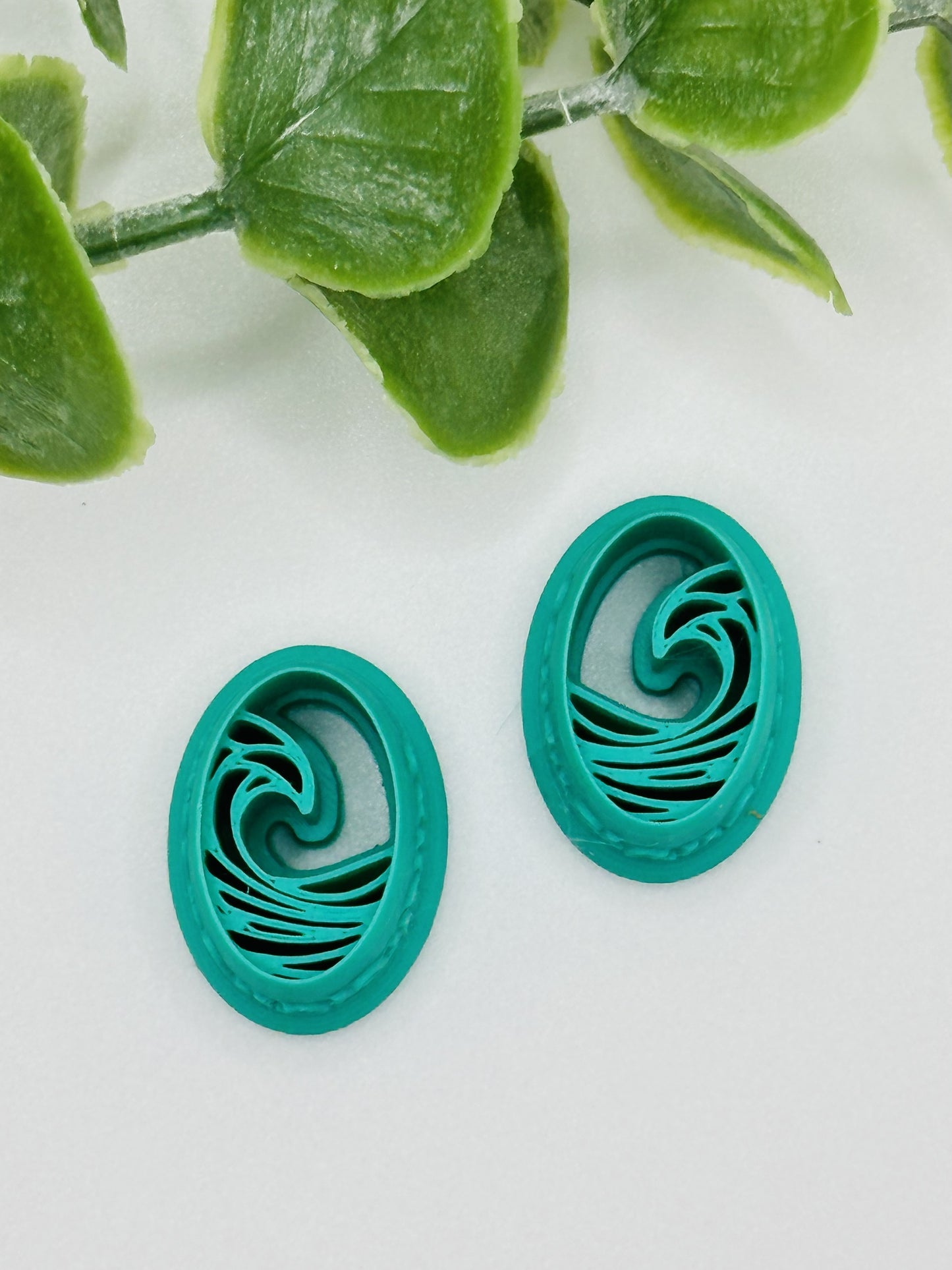Peaceful Oval Wave Embossed & Debossed Cookie Cutter / Polymer Clay Cutter