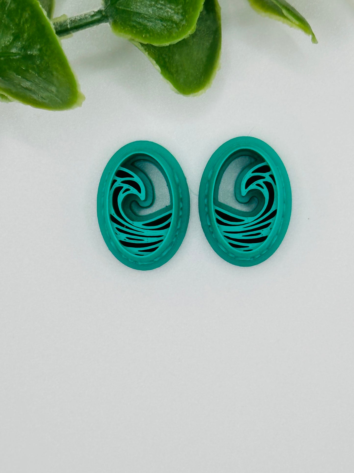 Peaceful Oval Wave Embossed & Debossed Cookie Cutter / Polymer Clay Cutter