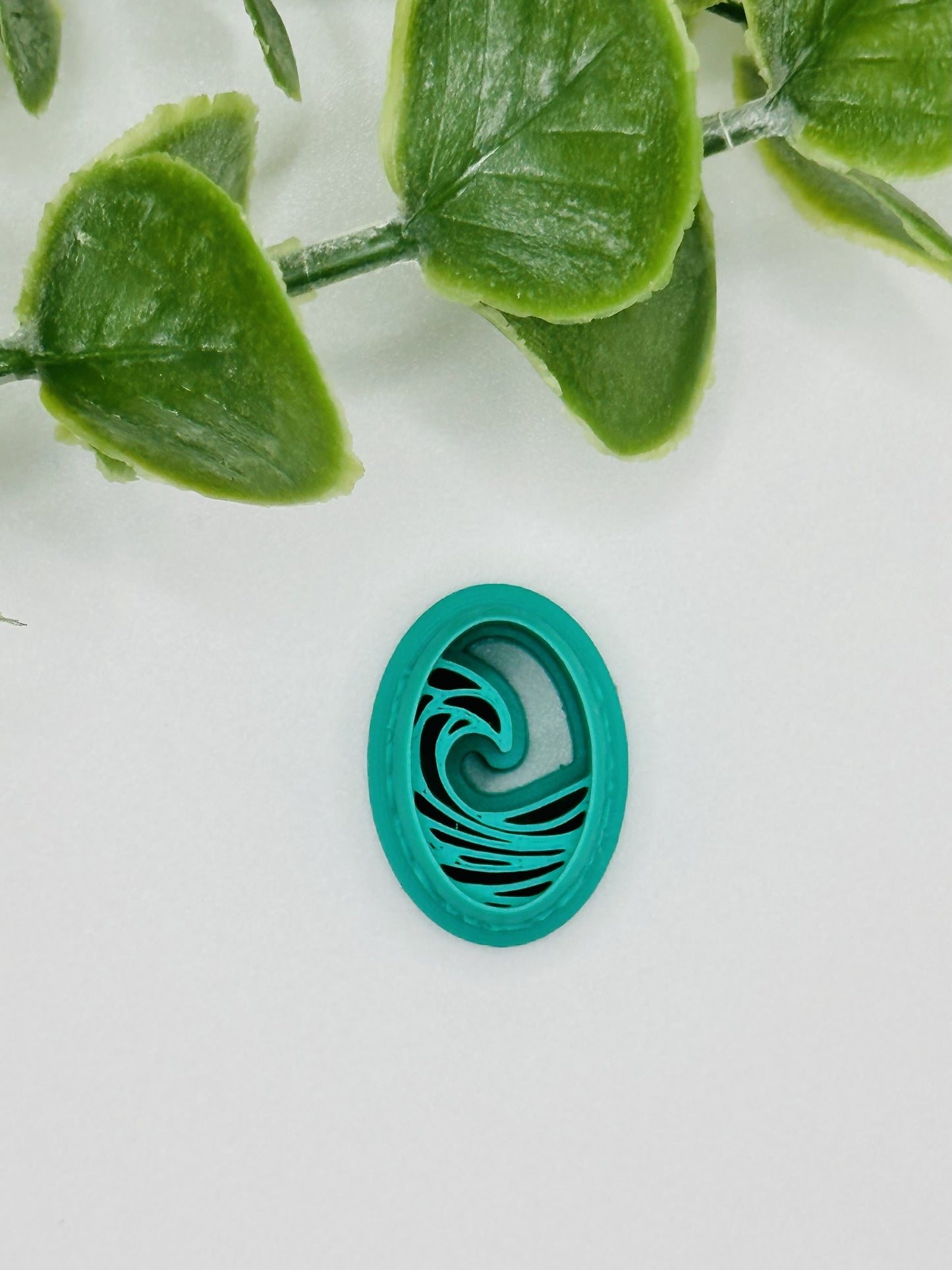 Peaceful Oval Wave Embossed & Debossed Cookie Cutter / Polymer Clay Cutter