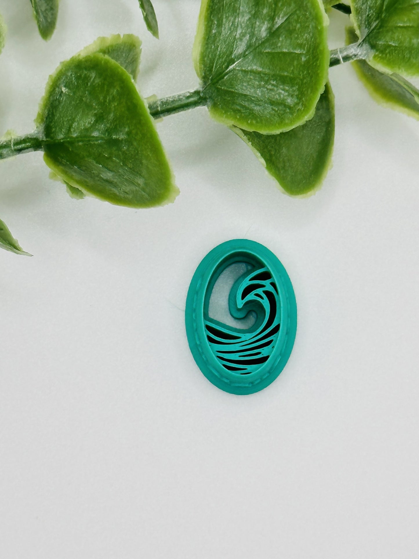 Peaceful Oval Wave Embossed & Debossed Cookie Cutter / Polymer Clay Cutter