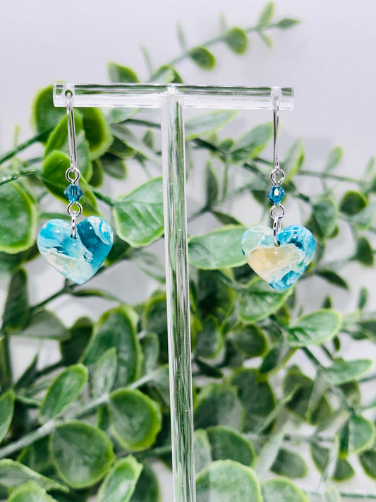 Turquoise Waters Heart Stone Dangles Earrings