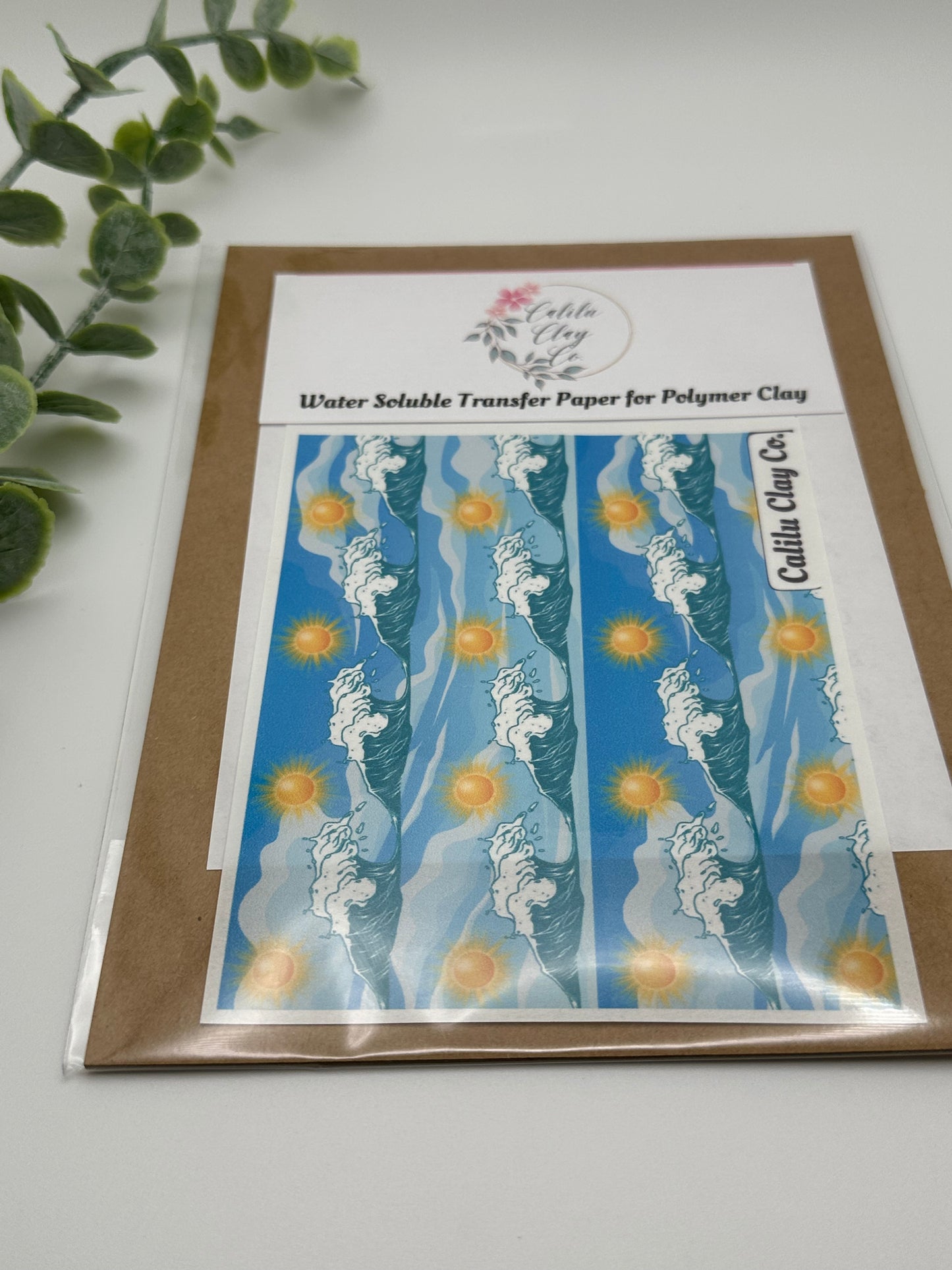 Sun and Waves Polymer Clay Water-Soluble Transfer Sheet