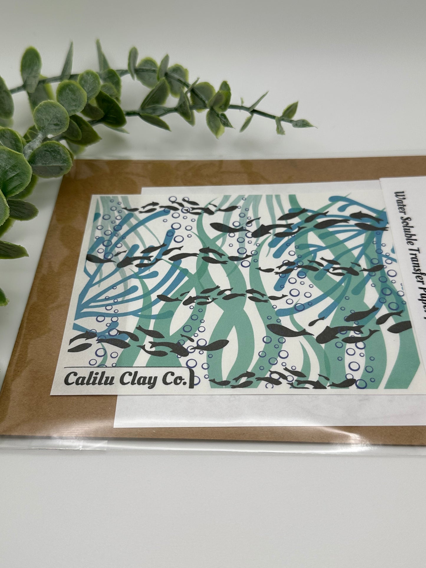 Fish and Bubbles Polymer Clay Water-Soluble Transfer Sheet