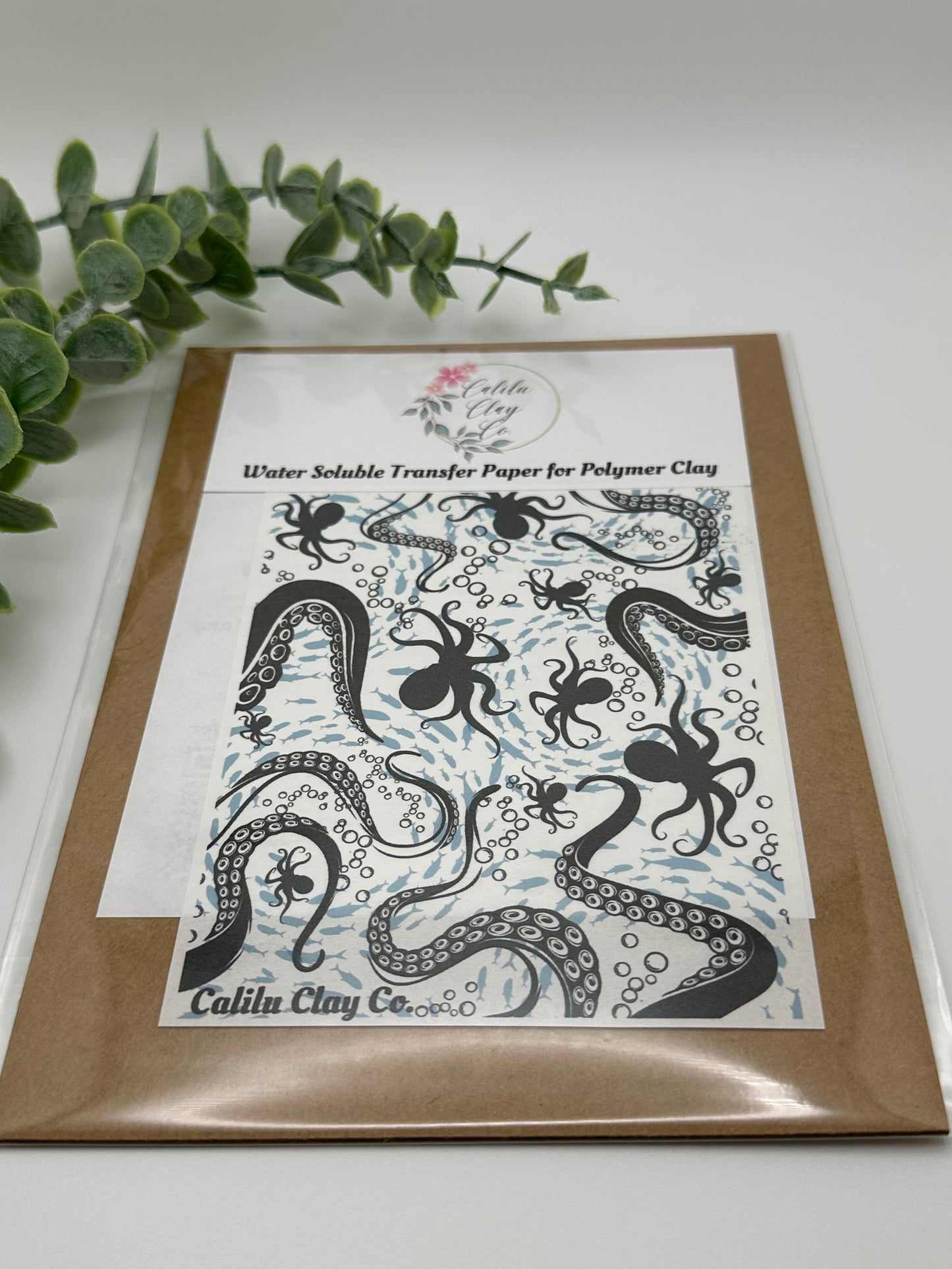 Octopi and Tentacles Polymer Clay Water-Soluble Transfer Sheet