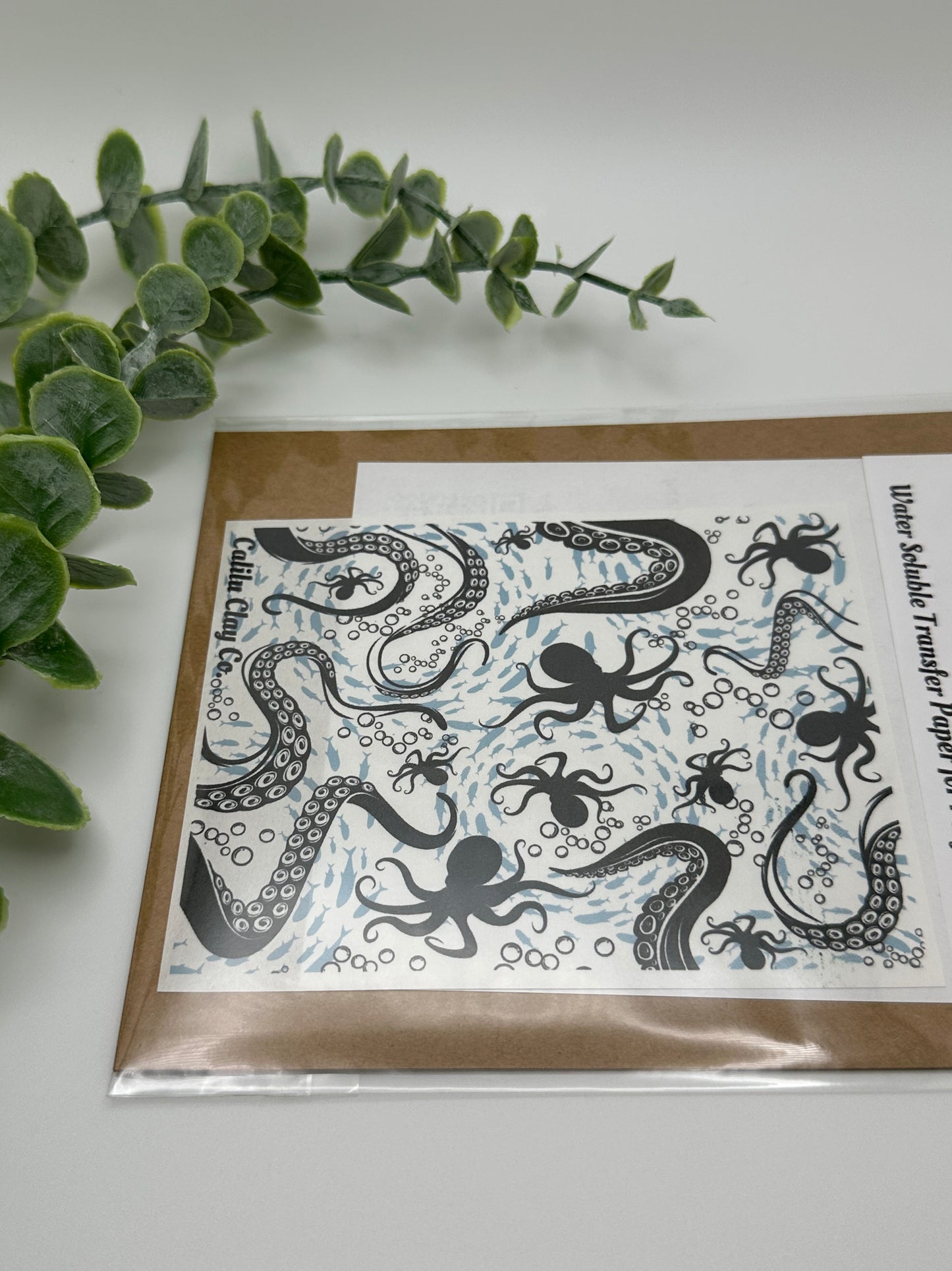 Octopi and Tentacles Polymer Clay Water-Soluble Transfer Sheet