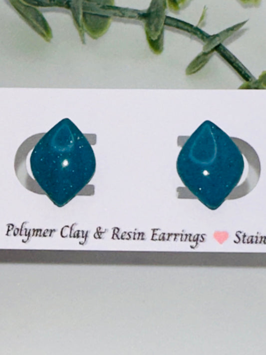 Blue Rounded Diamond Studs