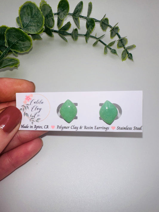 Rounded Diamond Jade Studs