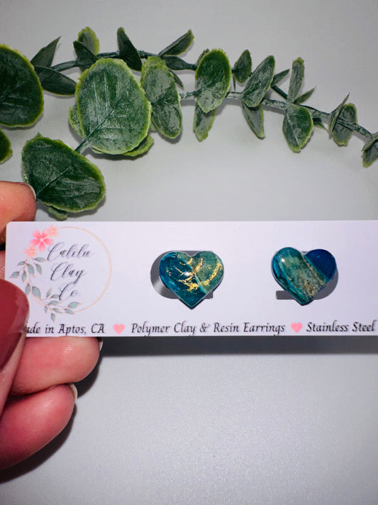 Marbled Heart Studs