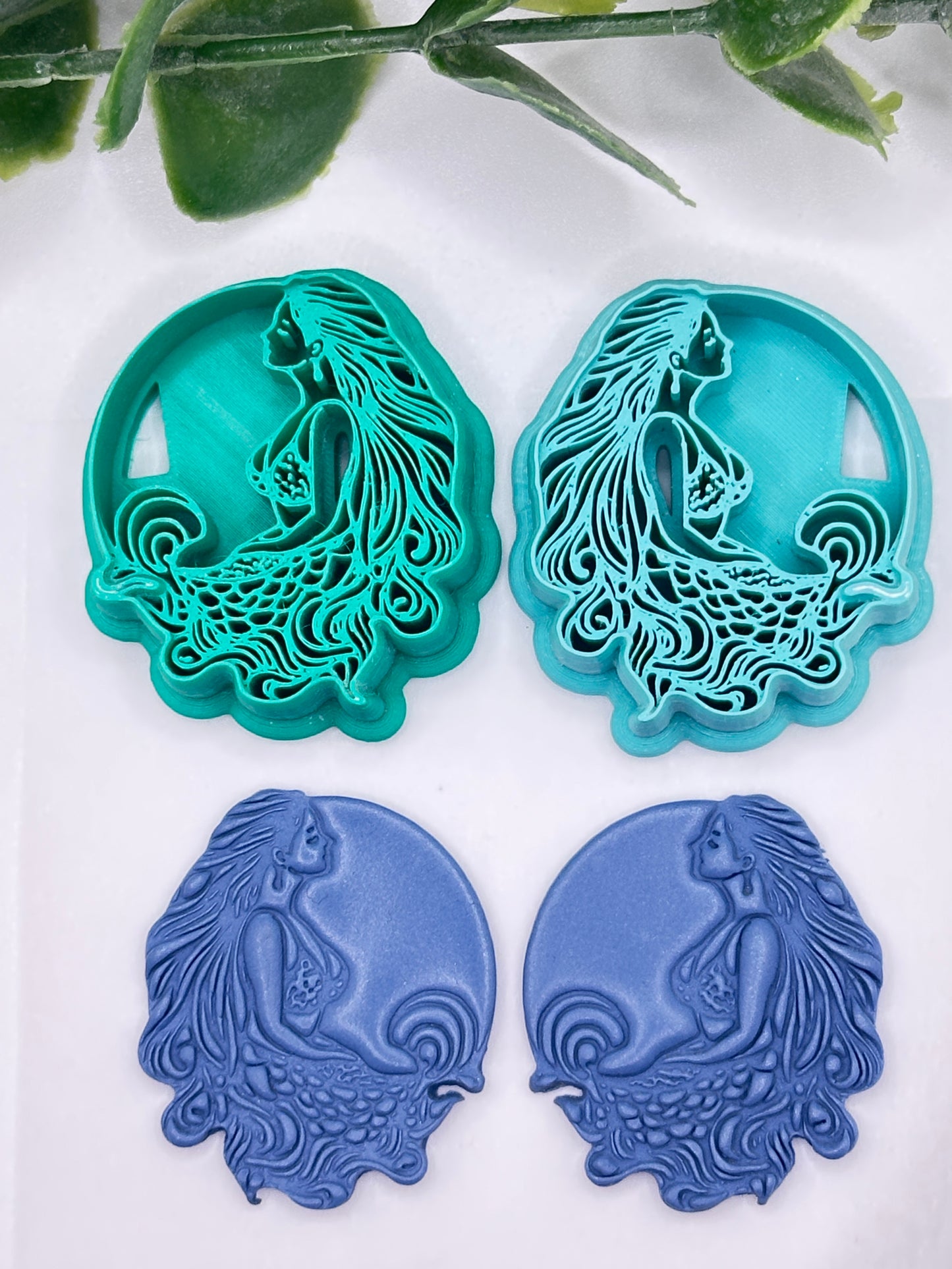 Mermaid with Flowy Hair Polymer Clay Cutter
