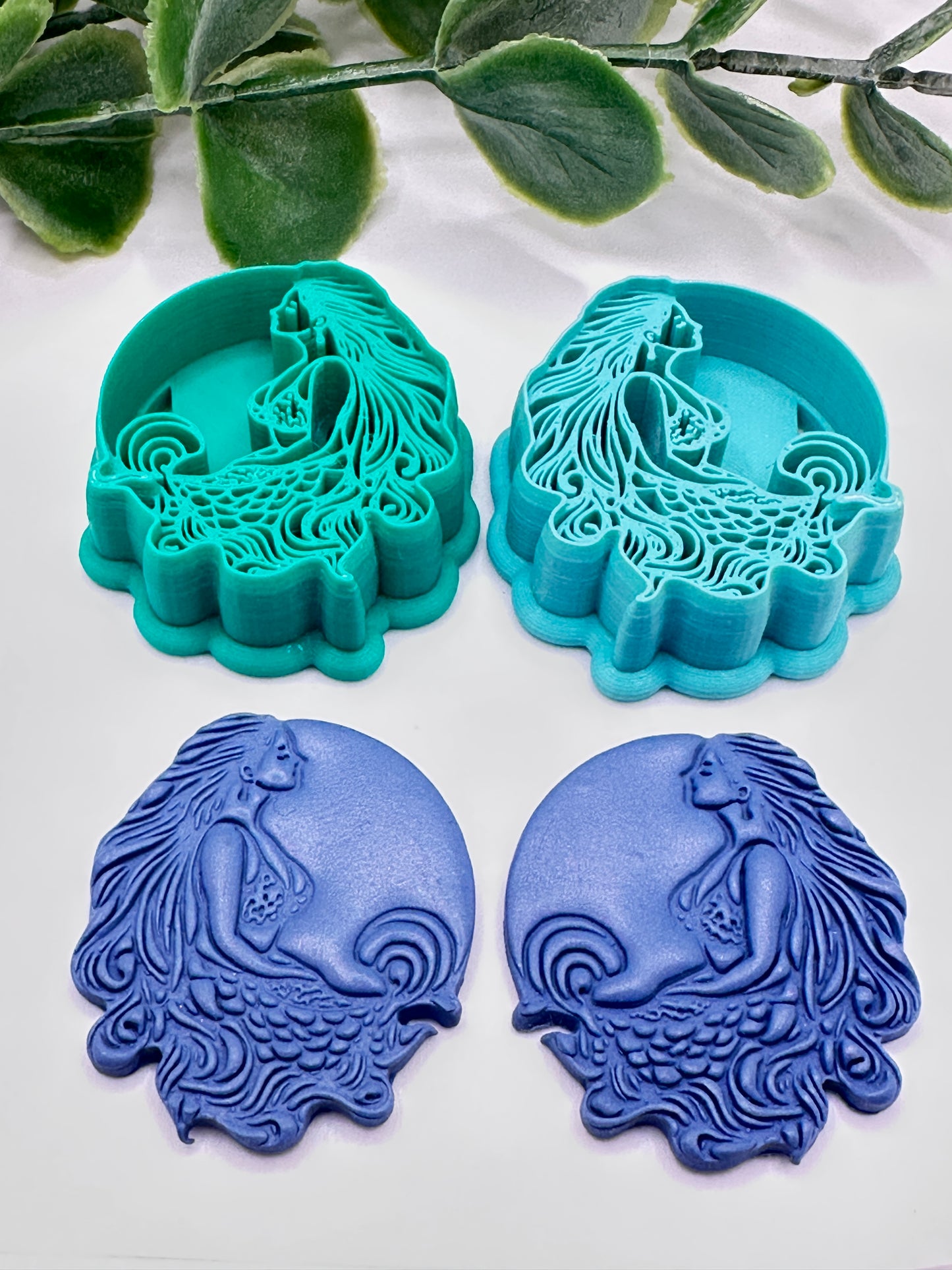 Mermaid with Flowy Hair Polymer Clay Cutter