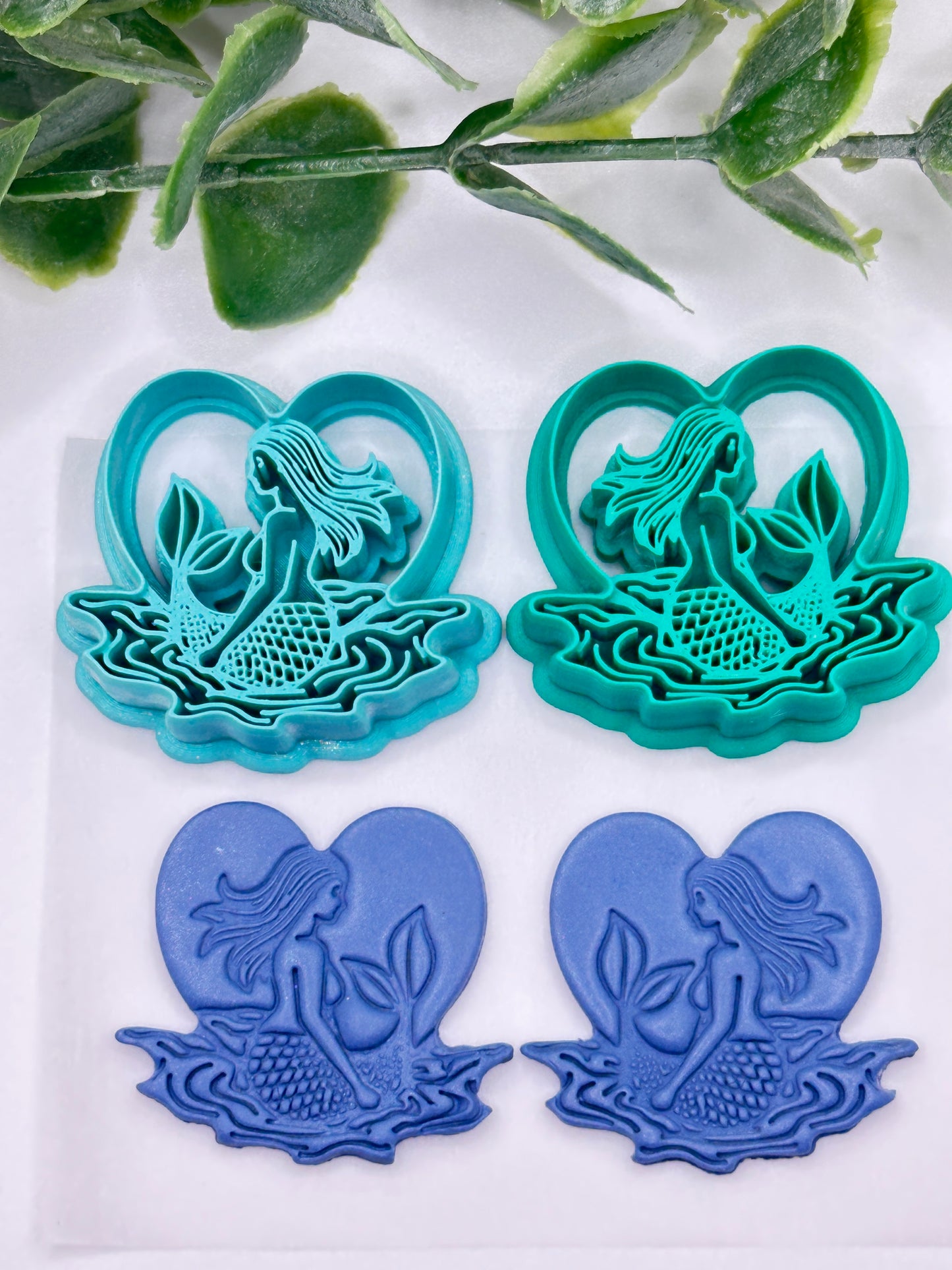 Mermaid in Water Heart Polymer Clay Cutter