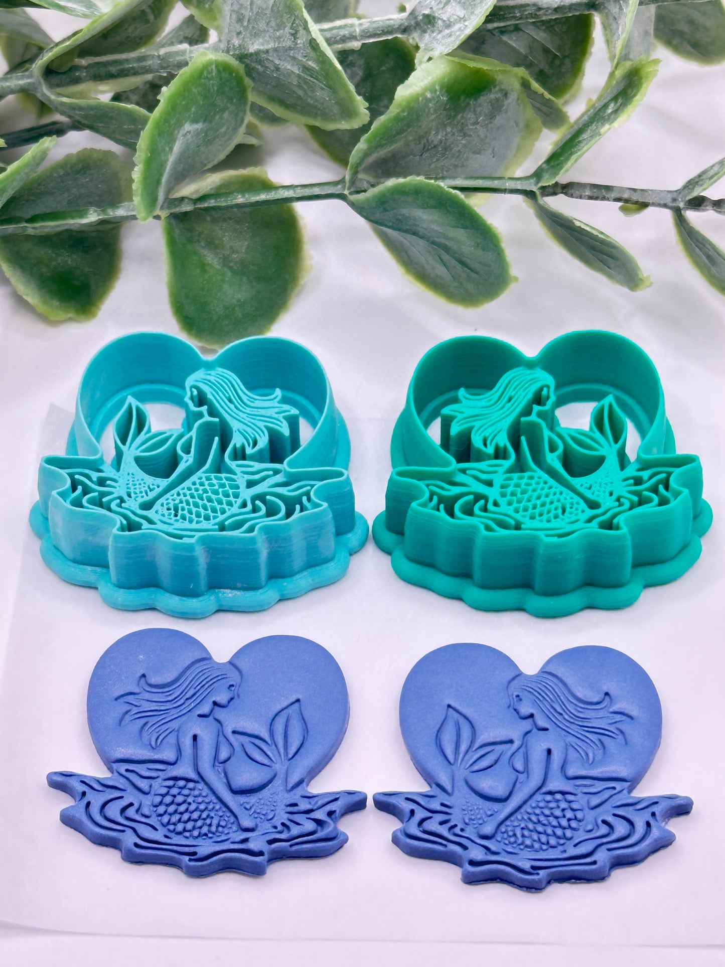 Mermaid in Water Heart Polymer Clay Cutter